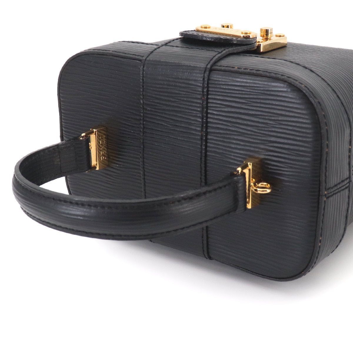 Vanity Hand Shoulder Bag Leather Black Purse