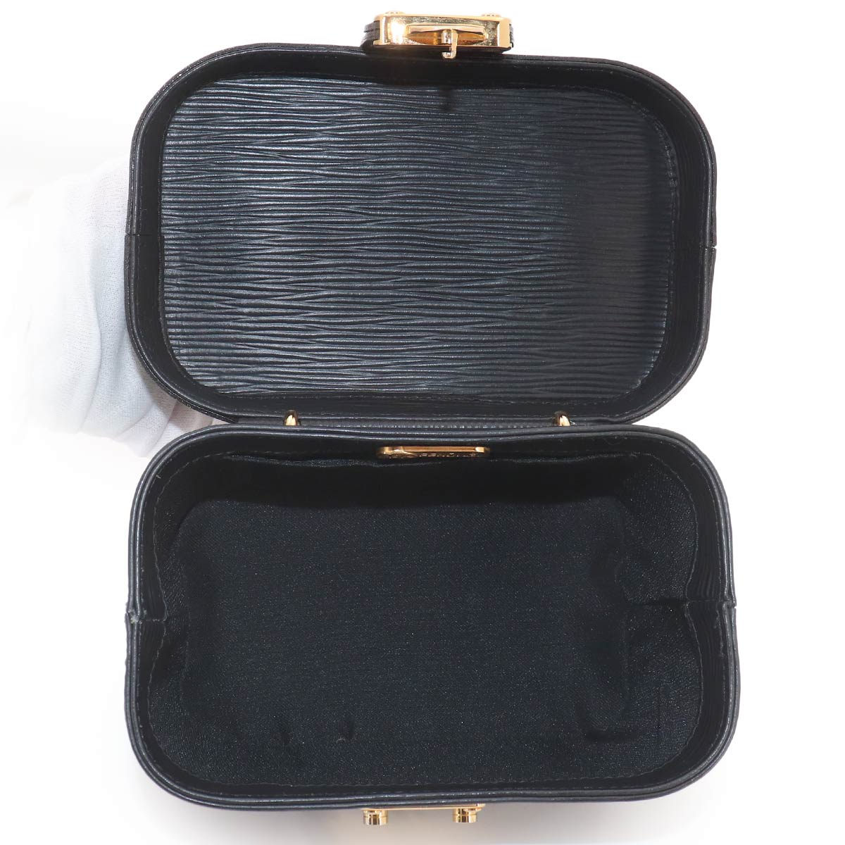 Vanity Hand Shoulder Bag Leather Black Purse