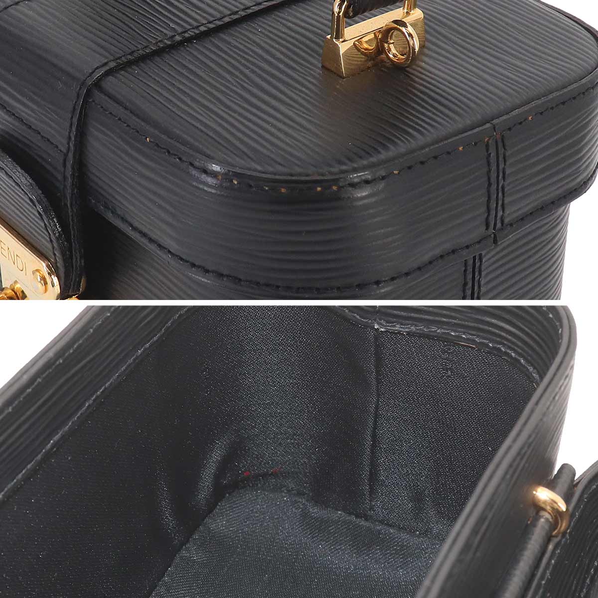 Vanity Hand Shoulder Bag Leather Black Purse