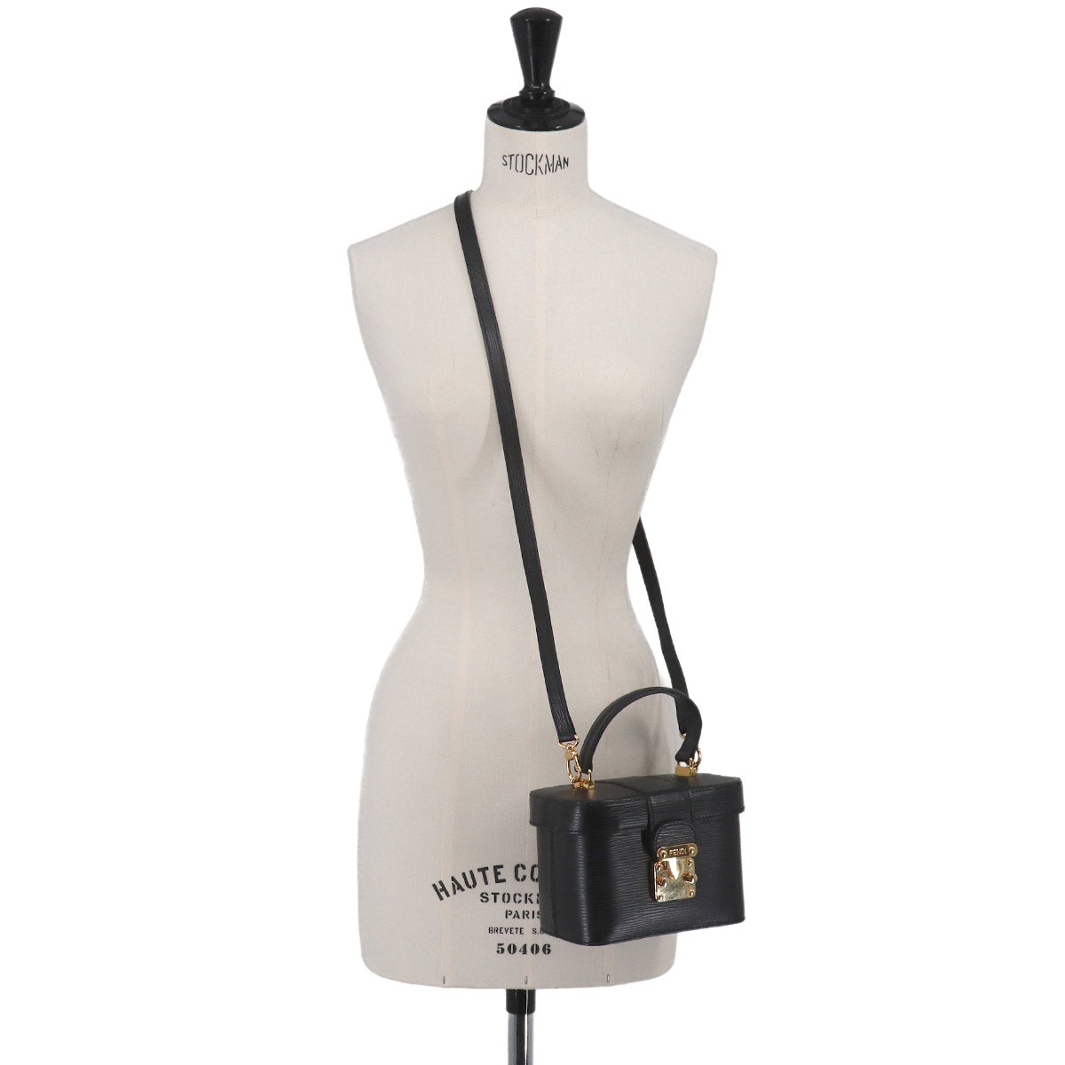 Vanity Hand Shoulder Bag Leather Black Purse