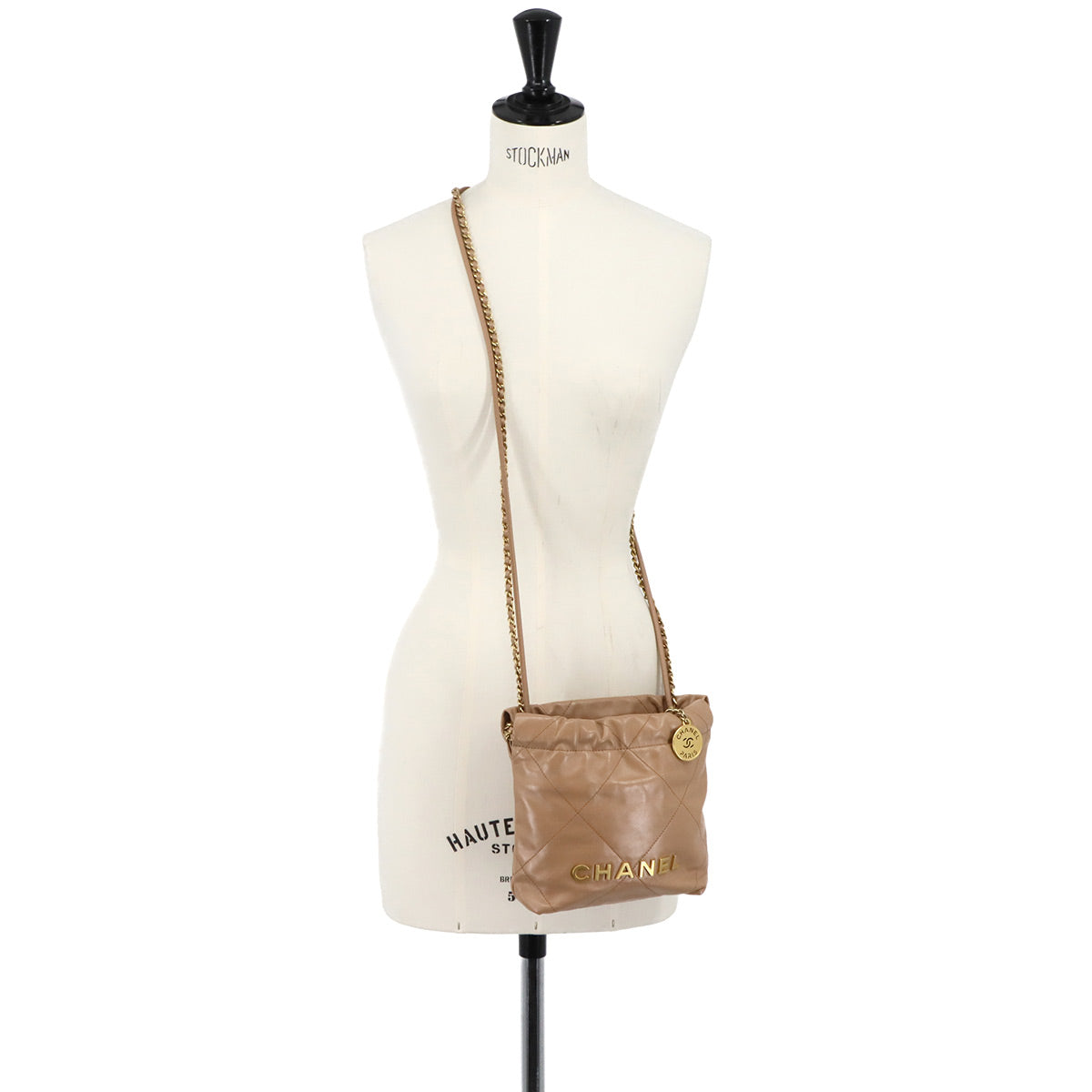 CHANEL 22 Mini Chain Hand Shoulder Bag Leather Brown AS3980 Purse