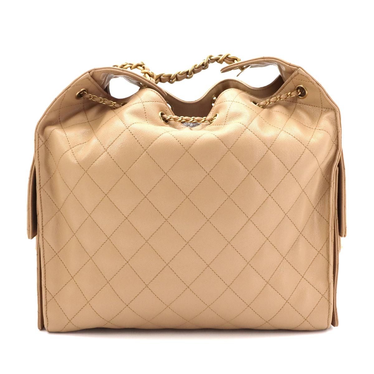 CHANEL 25 Small Shoulder Bag Leather Beige AS5293 Purse