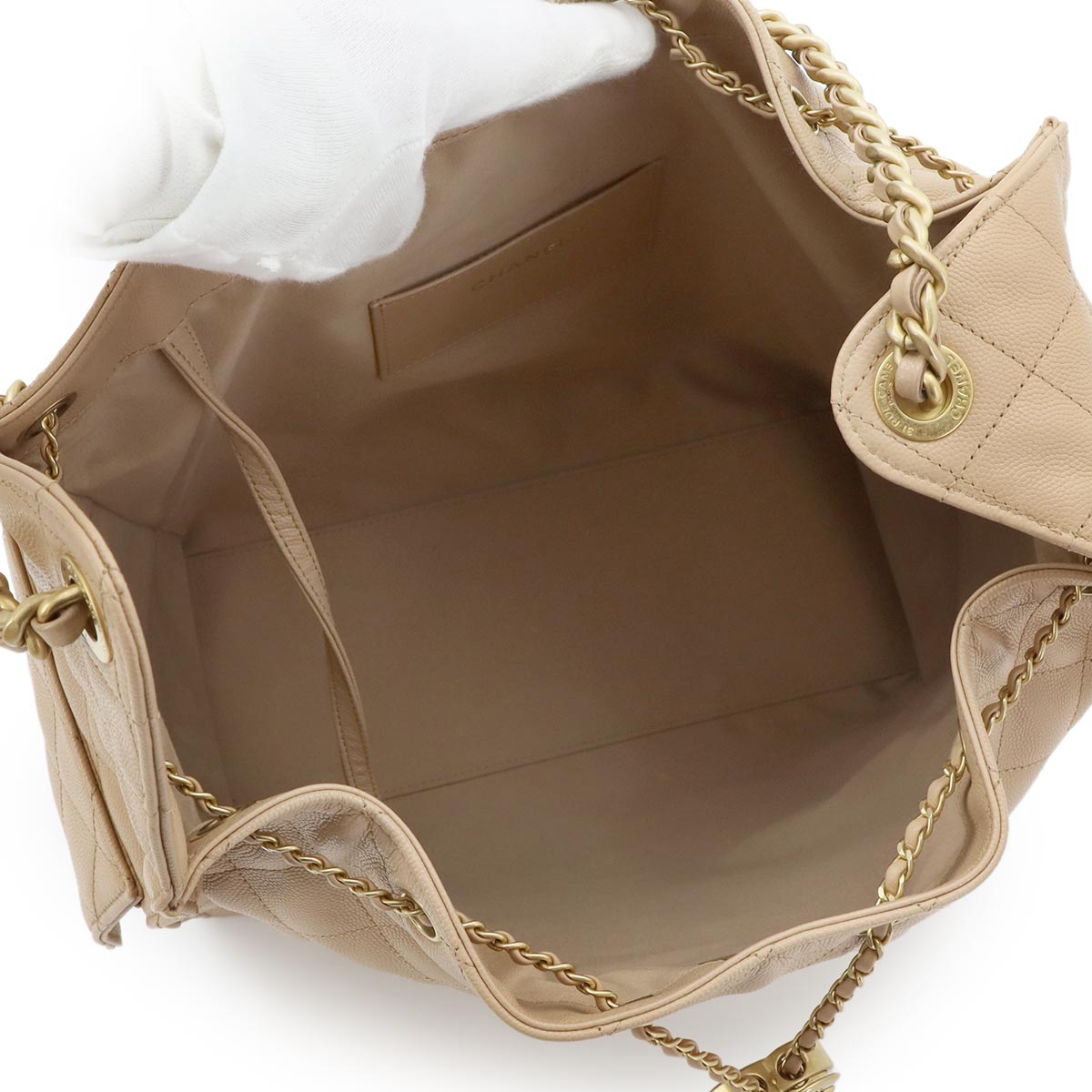 CHANEL 25 Small Shoulder Bag Leather Beige AS5293 Purse