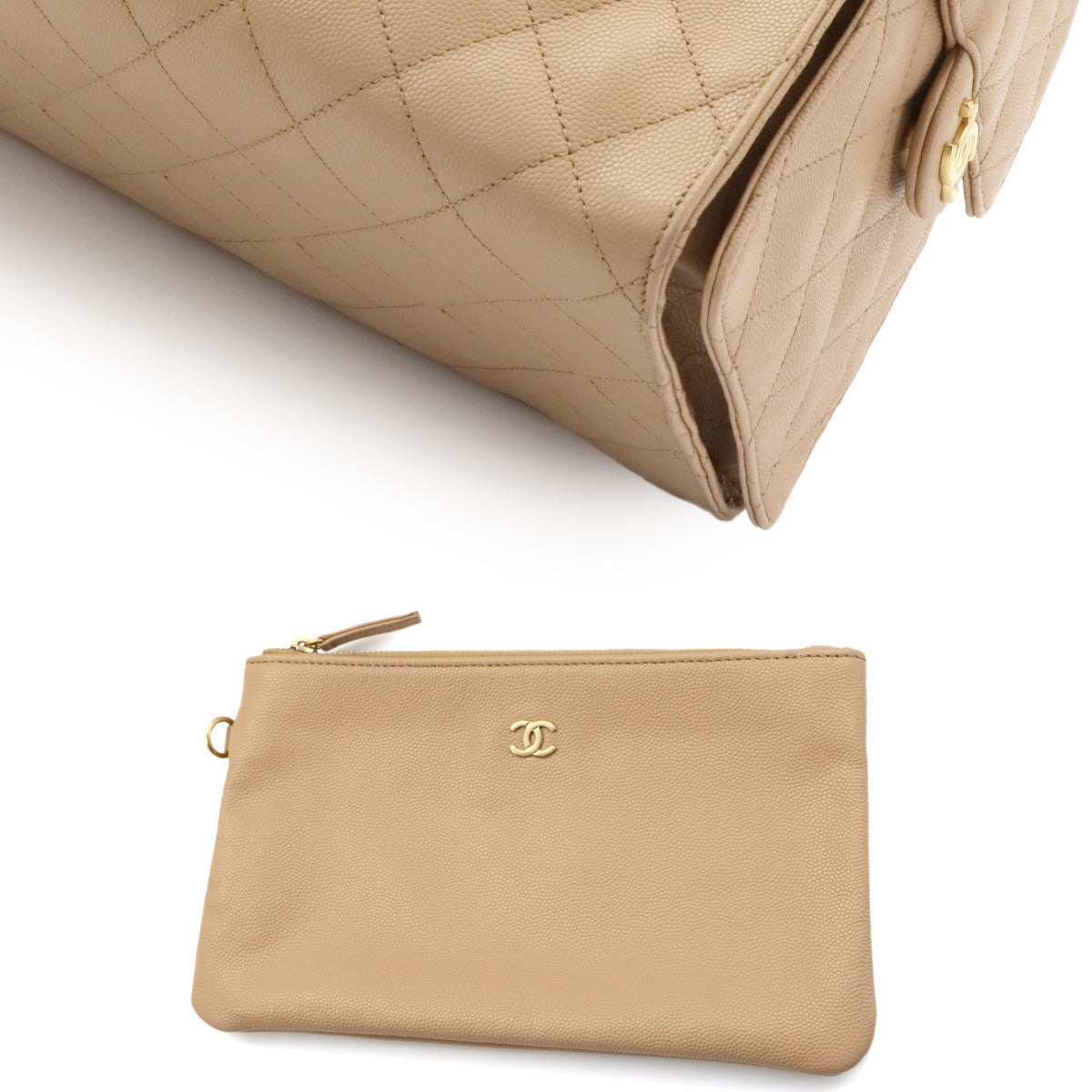 CHANEL 25 Small Shoulder Bag Leather Beige AS5293 Purse