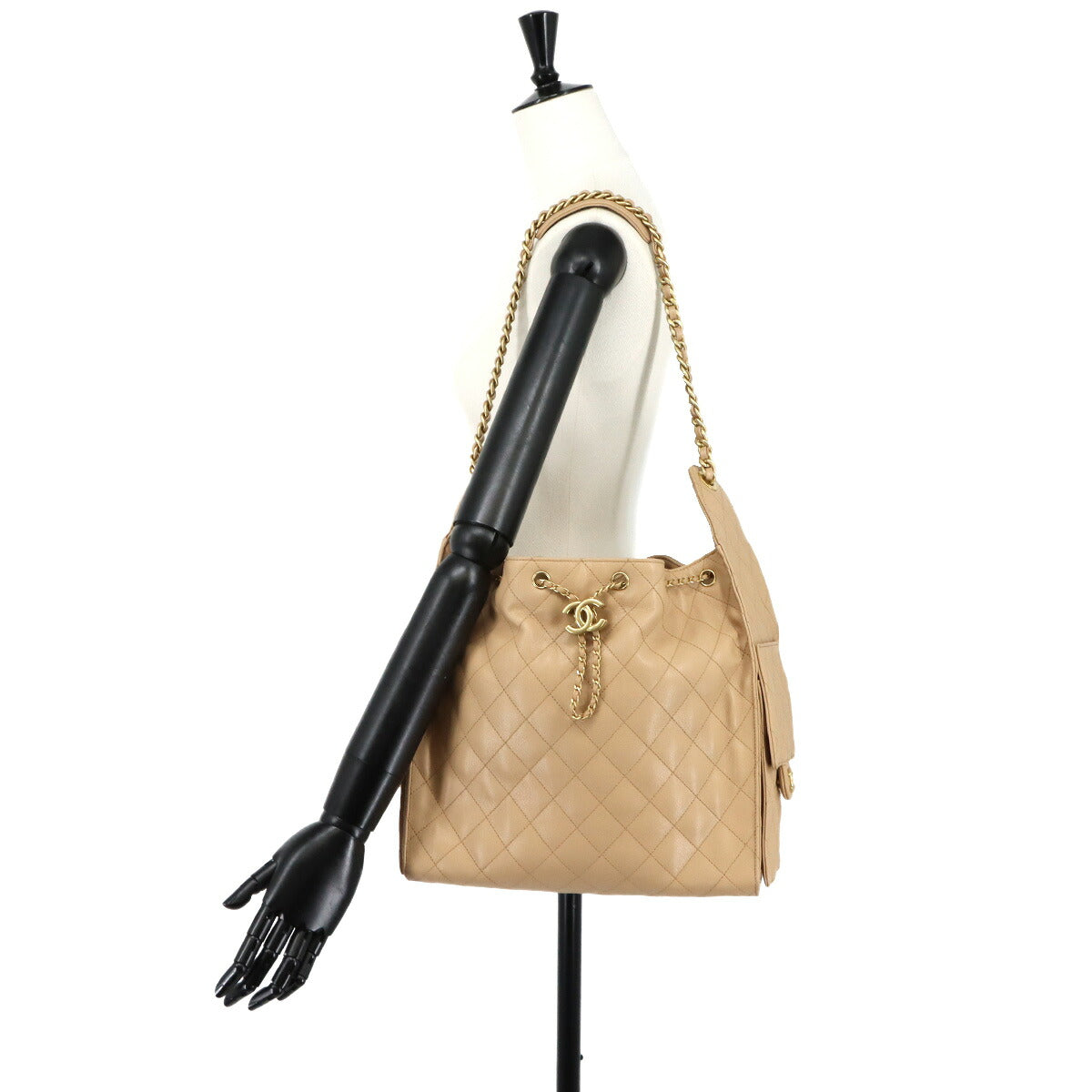 CHANEL 25 Small Shoulder Bag Leather Beige AS5293 Purse