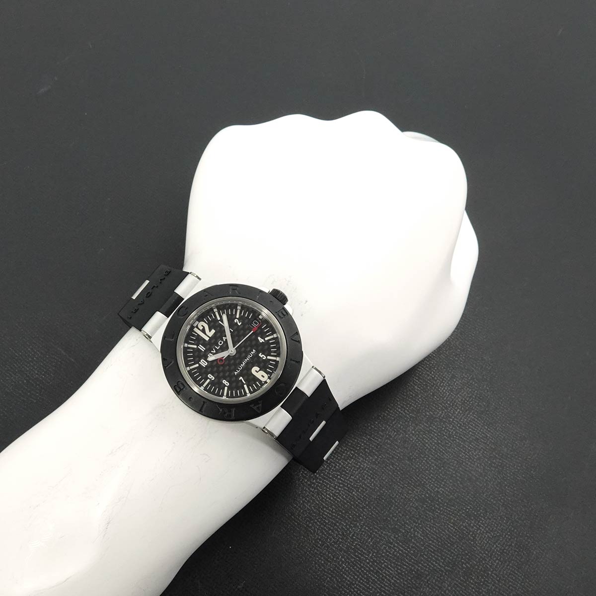 Aluminum AL38TA Date Automatic Black Carbon Dial Mens Watch