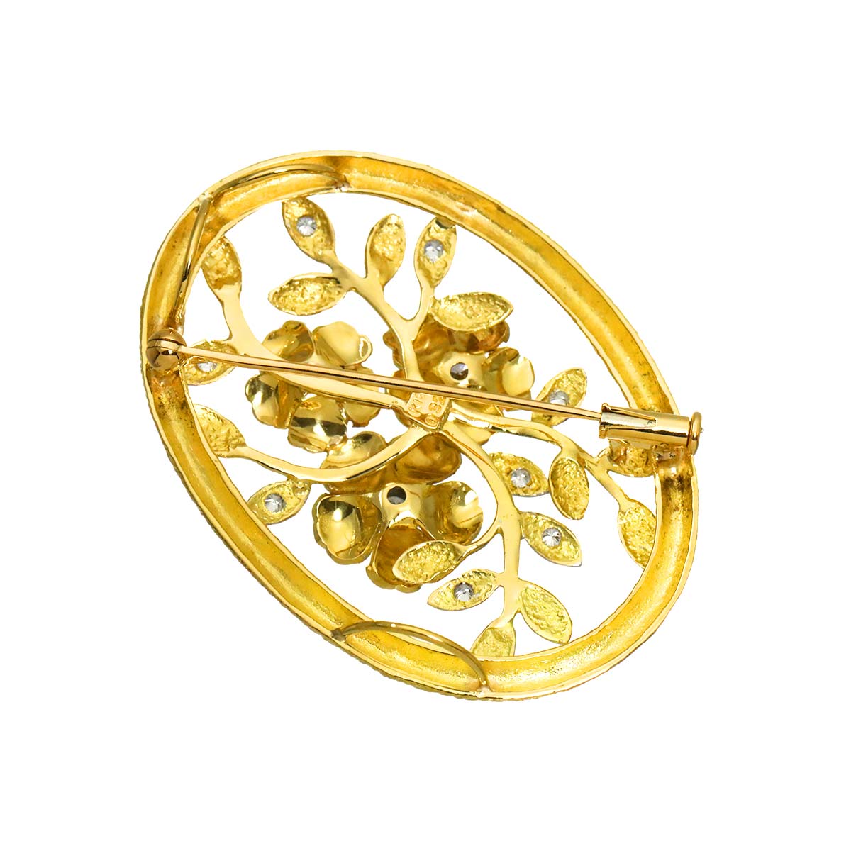 Diamond 0.32ct Brooch 18K WG YG White Yellow Gold 750