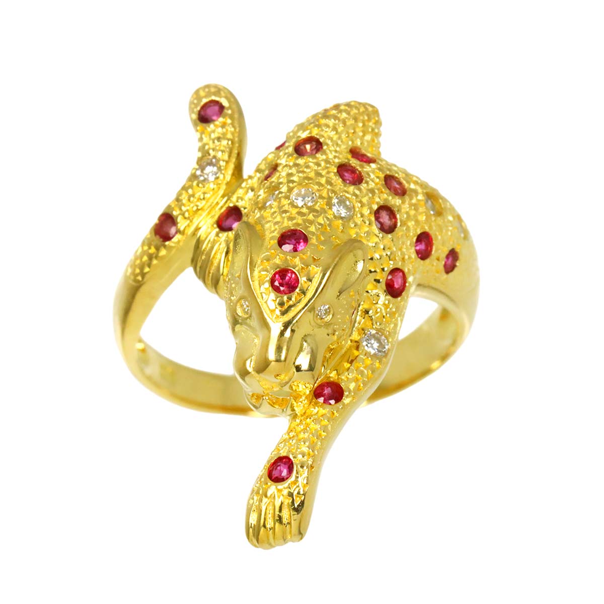 Ruby Diamond 0.10ct Ring 18K YG Yellow Gold 750 size6-6.25(US)