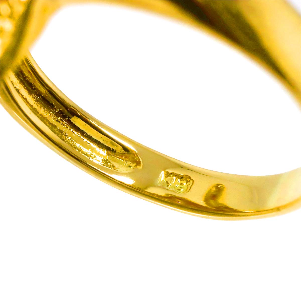 Ruby Diamond 0.10ct Ring 18K YG Yellow Gold 750 size6-6.25(US)