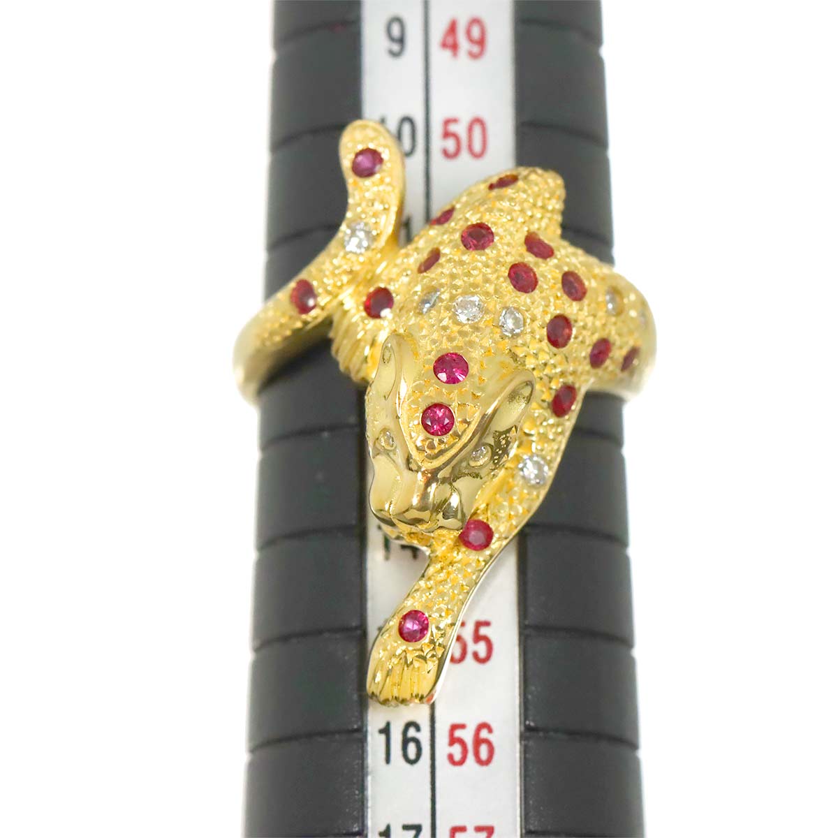 Ruby Diamond 0.10ct Ring 18K YG Yellow Gold 750 size6-6.25(US)