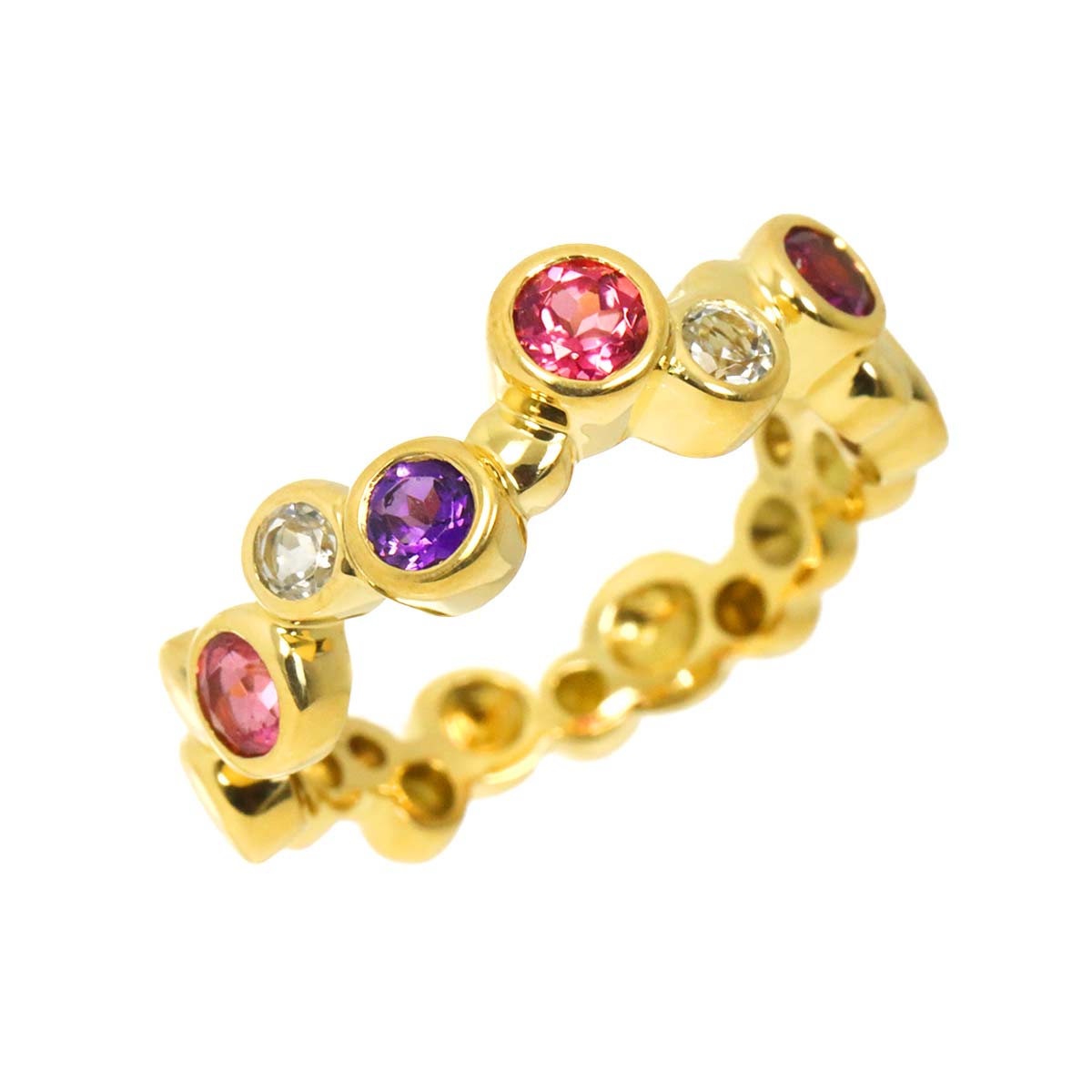 Tourmaline Amethyst Topaz 0.85ct Ring 18K YG Size6(US)