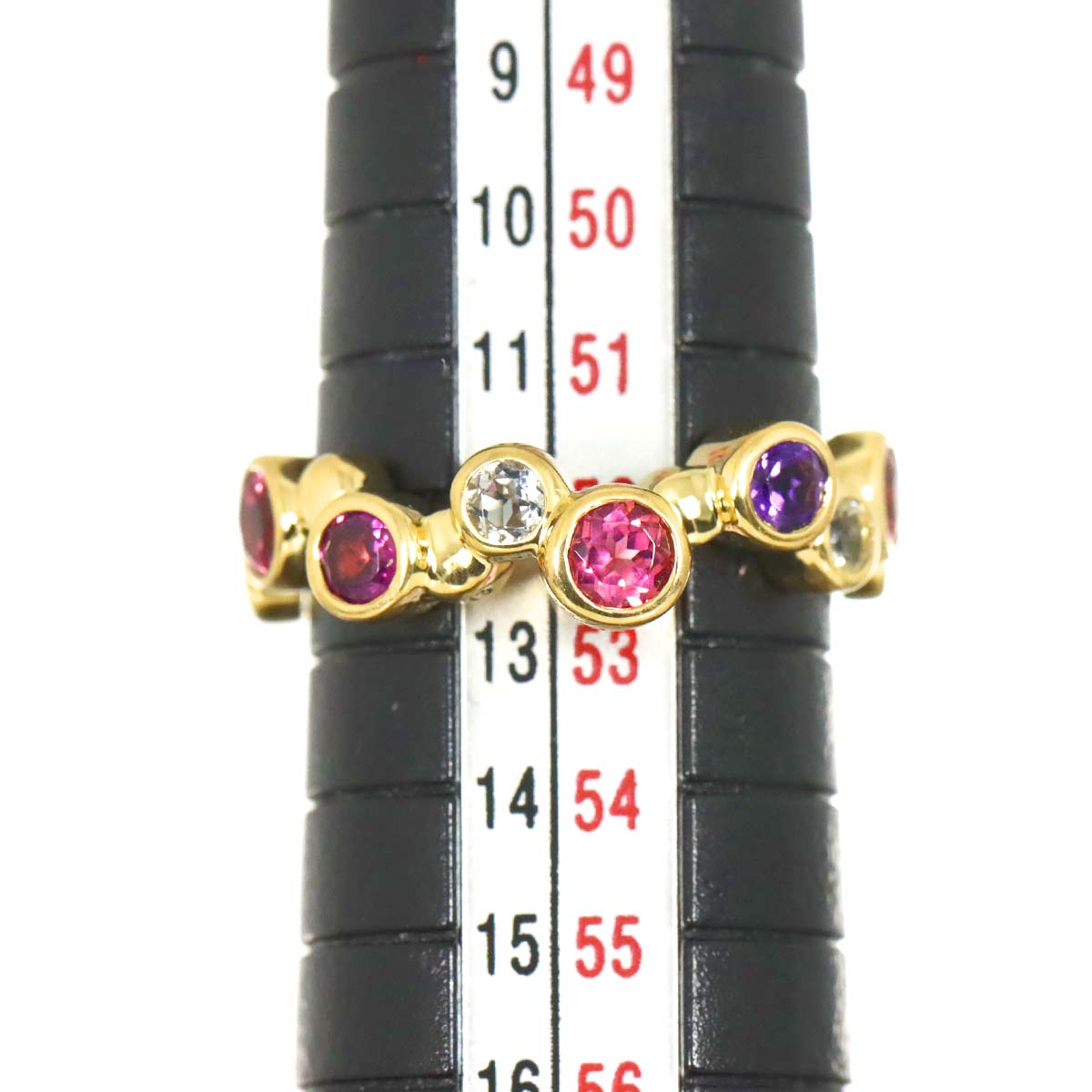 Tourmaline Amethyst Topaz 0.85ct Ring 18K YG Size6(US)