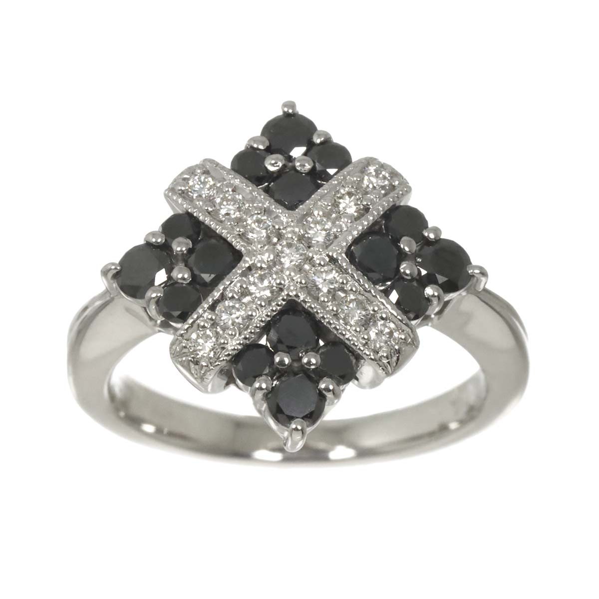 Diamond 0.66ct/0.14ct Ring 18K K18 WG White Gold size4.5-4.75(US)