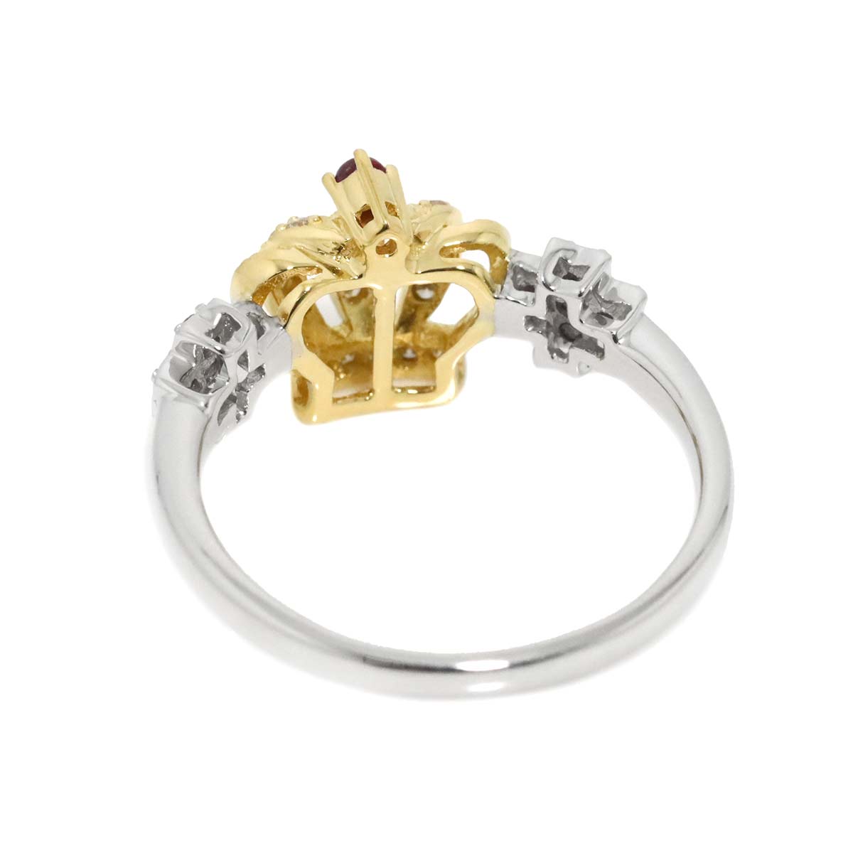 Diamond Sapphire Ruby Ring 18K YG WG size8.25(US)