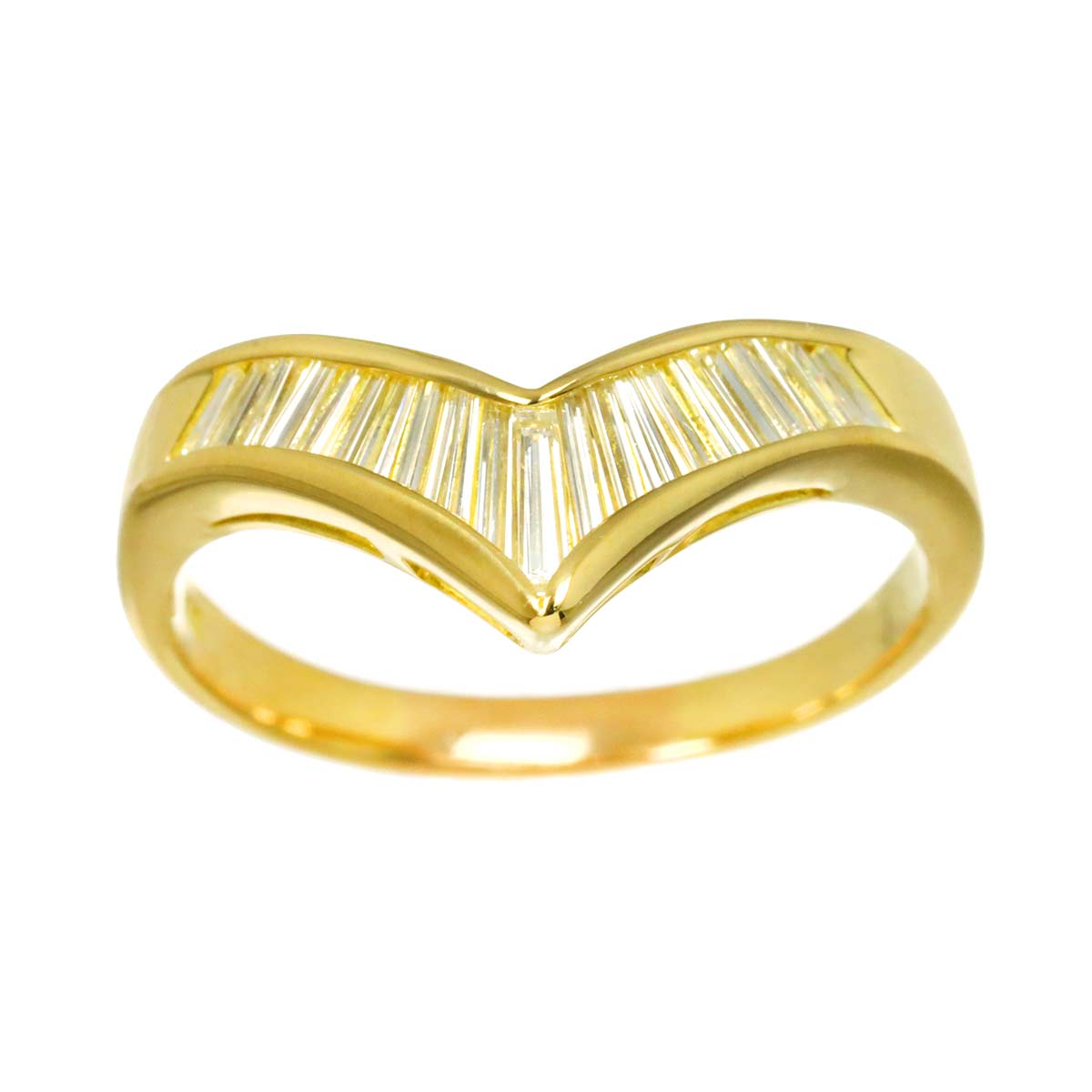 Diamond 0.51ct Ring 18K YG Yellow Gold 750 Size7.5(US)