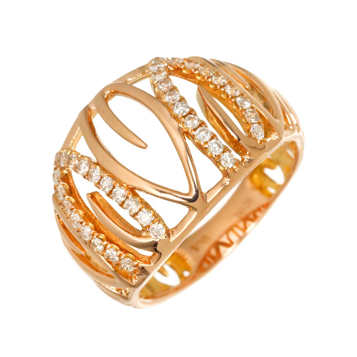 Diamond 0.28ct Ring 18K PG Pink Gold 750 Size5.25-5.5(US)