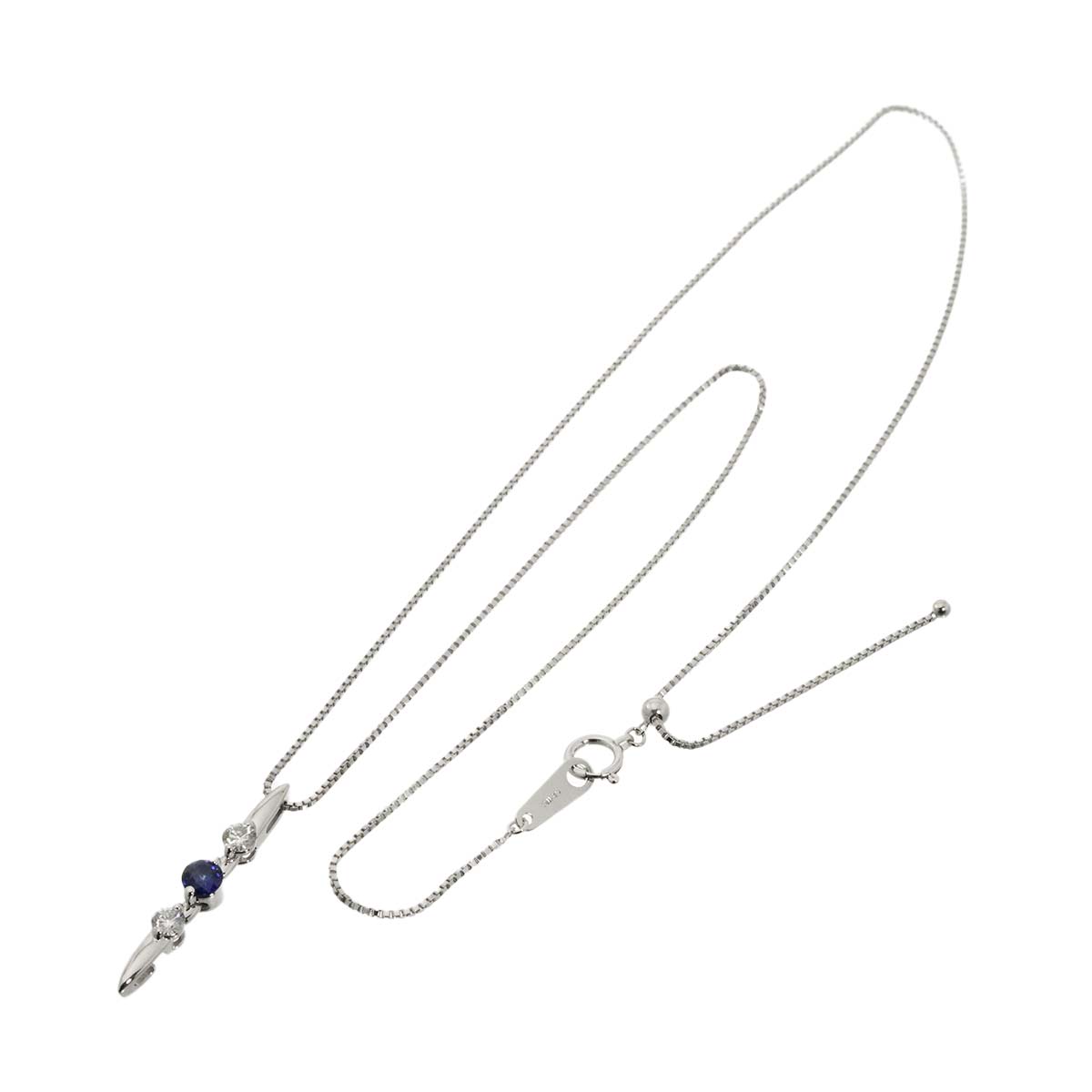 Sapphire 0.26ct Diamond 0.30ct Necklace 18K WG 750