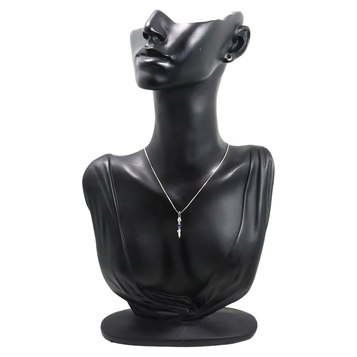 Sapphire 0.26ct Diamond 0.30ct Necklace 18K WG 750