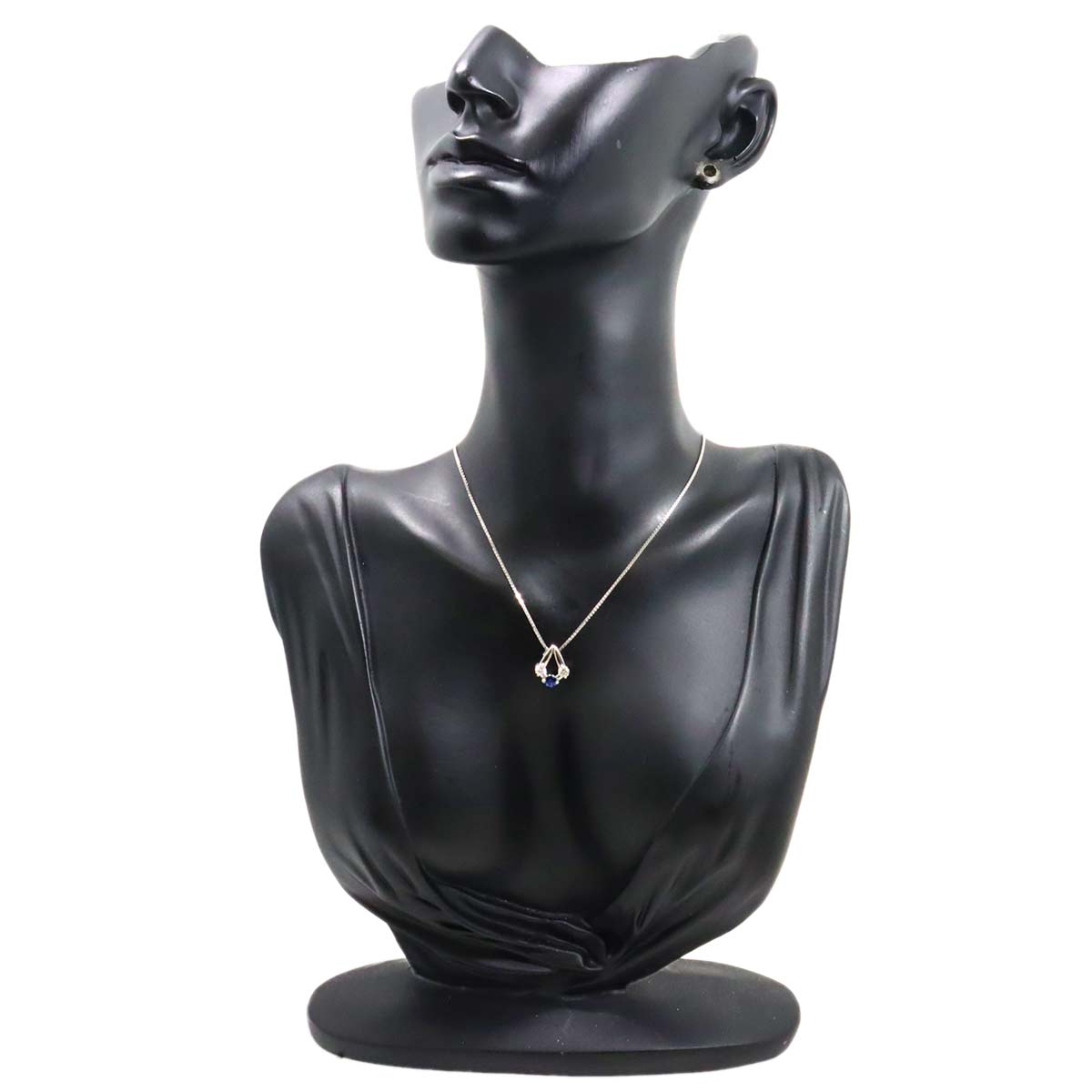 Sapphire 0.26ct Diamond 0.30ct Necklace 18K WG 750