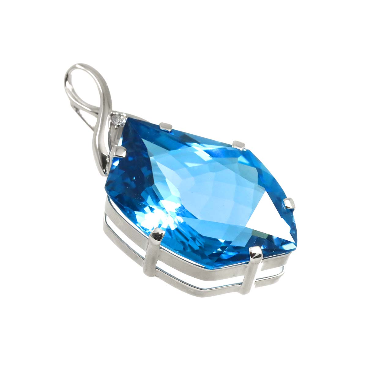 Topaz 36.37ct Diamond 0.04ct Pendant Top 18K K18 WG White Gold 750
