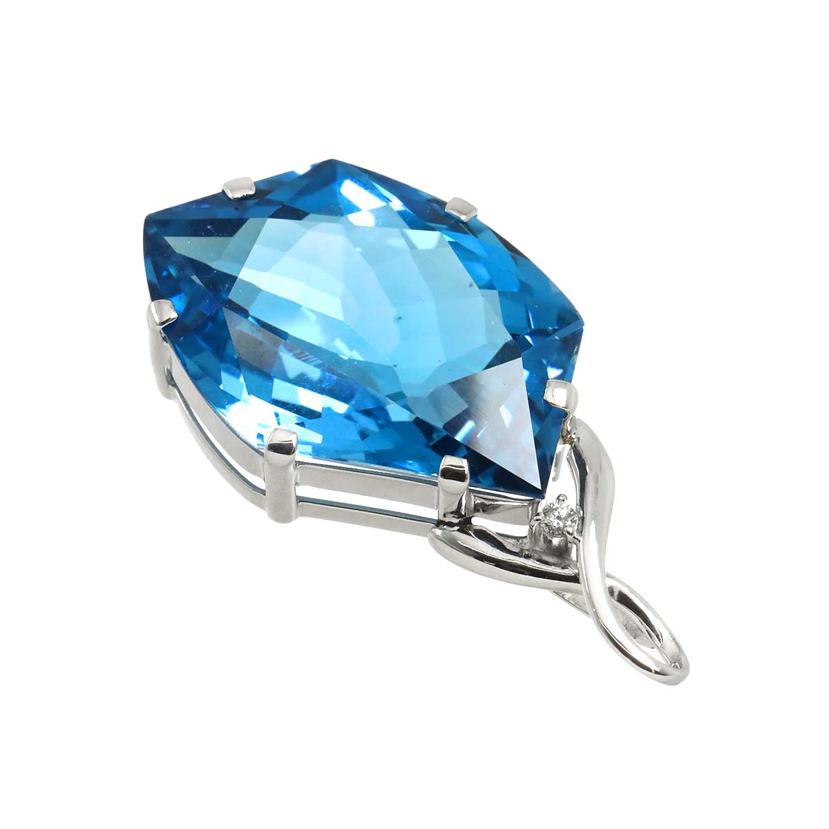 Topaz 36.37ct Diamond 0.04ct Pendant Top 18K K18 WG White Gold 750