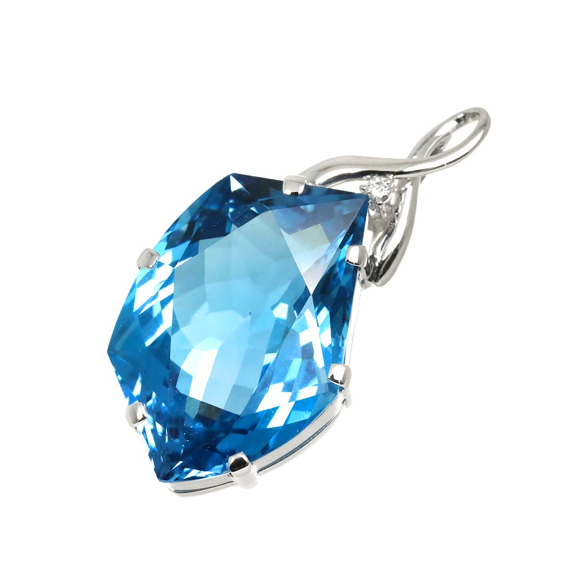 Topaz 36.37ct Diamond 0.04ct Pendant Top 18K K18 WG White Gold 750