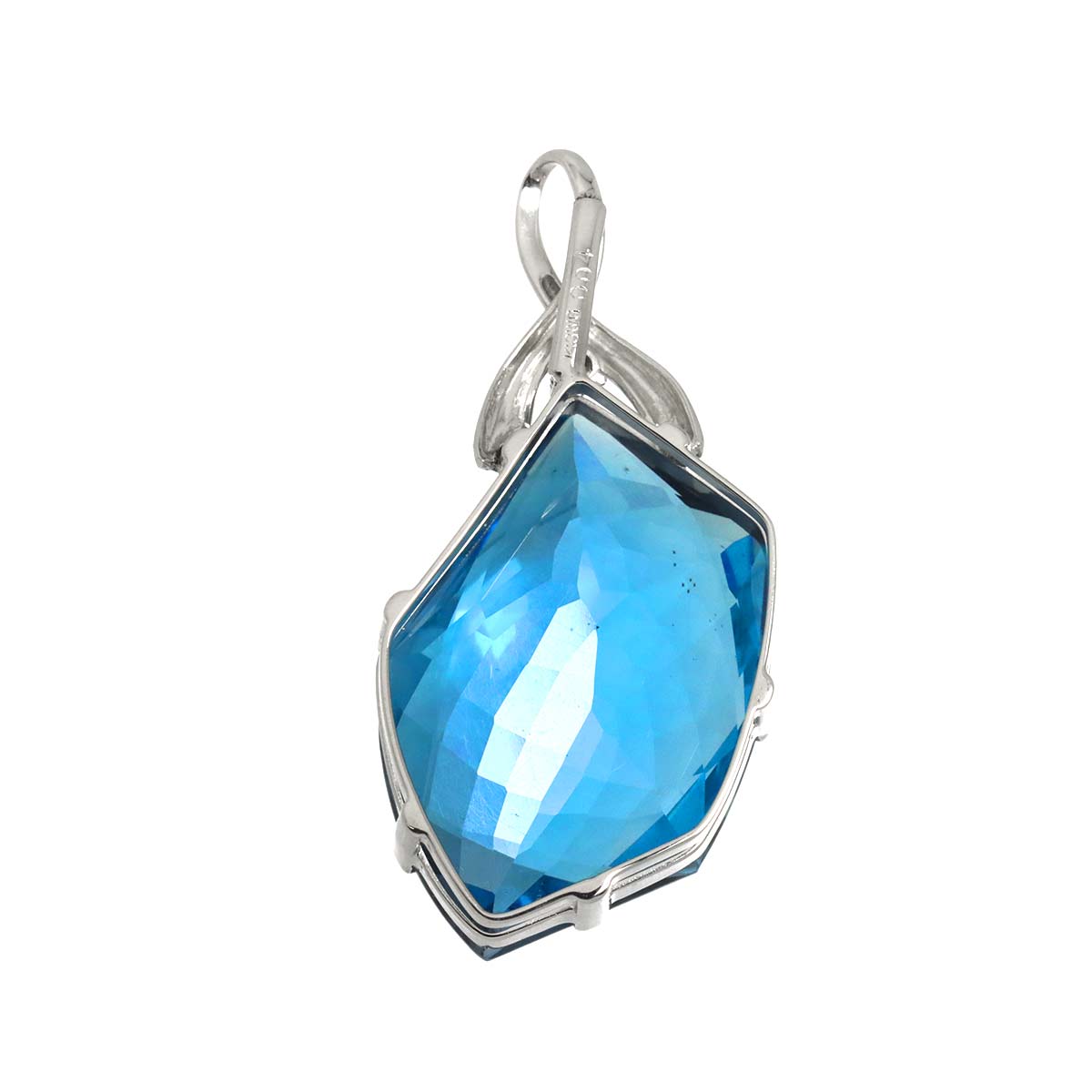Topaz 36.37ct Diamond 0.04ct Pendant Top 18K K18 WG White Gold 750