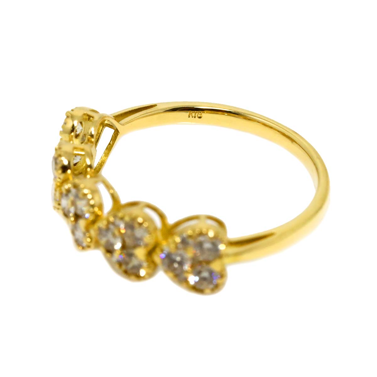 Diamond 0.70ct Ring 18K YG Yellow Gold 750 size6(US)