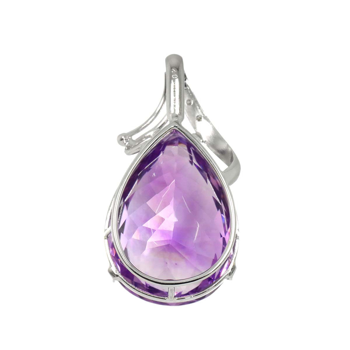 Amethyst 28.00ct Diamond 0.02ct Pendant Top 18K K18 WG White Gold 750