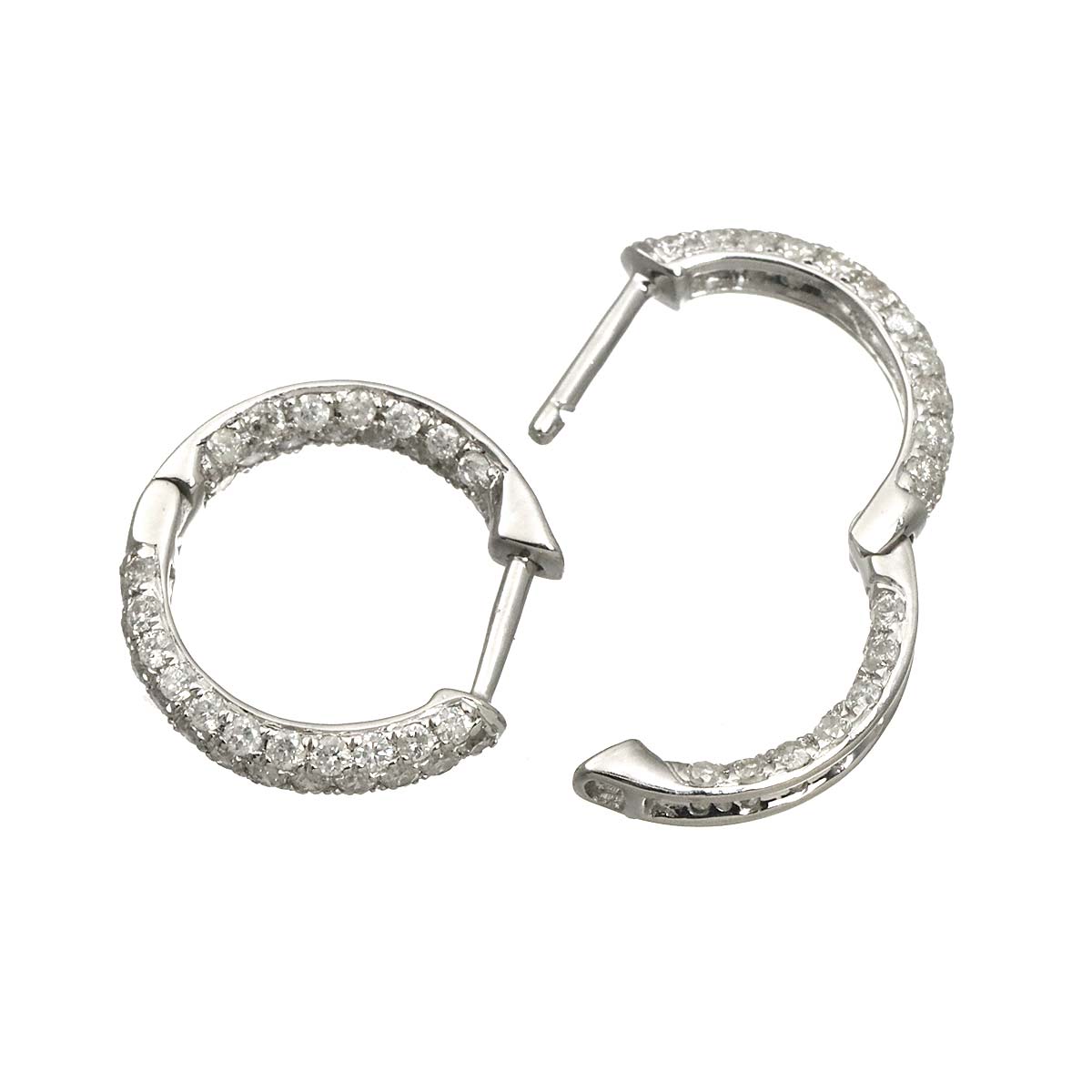 Diamond 0.50ct/0.50ct Earrings Pierced 18K WG White Gold 750