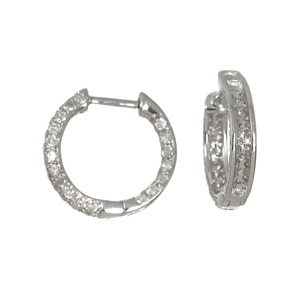 Diamond 0.50ct/0.50ct Earrings Pierced 18K WG White Gold 750