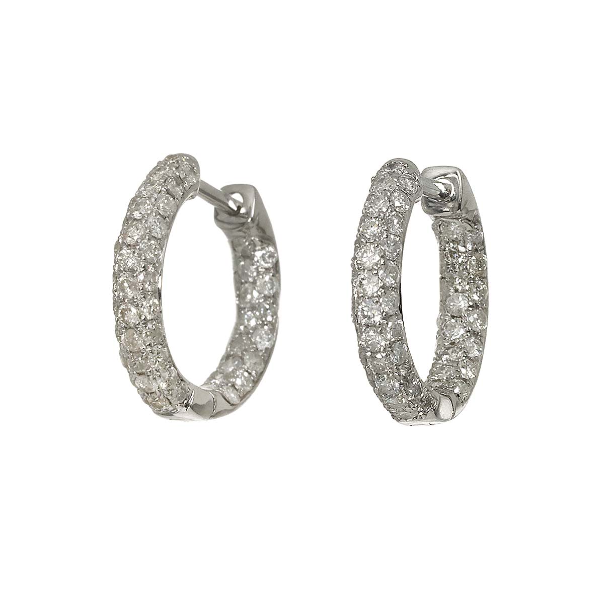 Diamond 0.50ct/0.50ct Earrings Pierced 18K WG White Gold 750