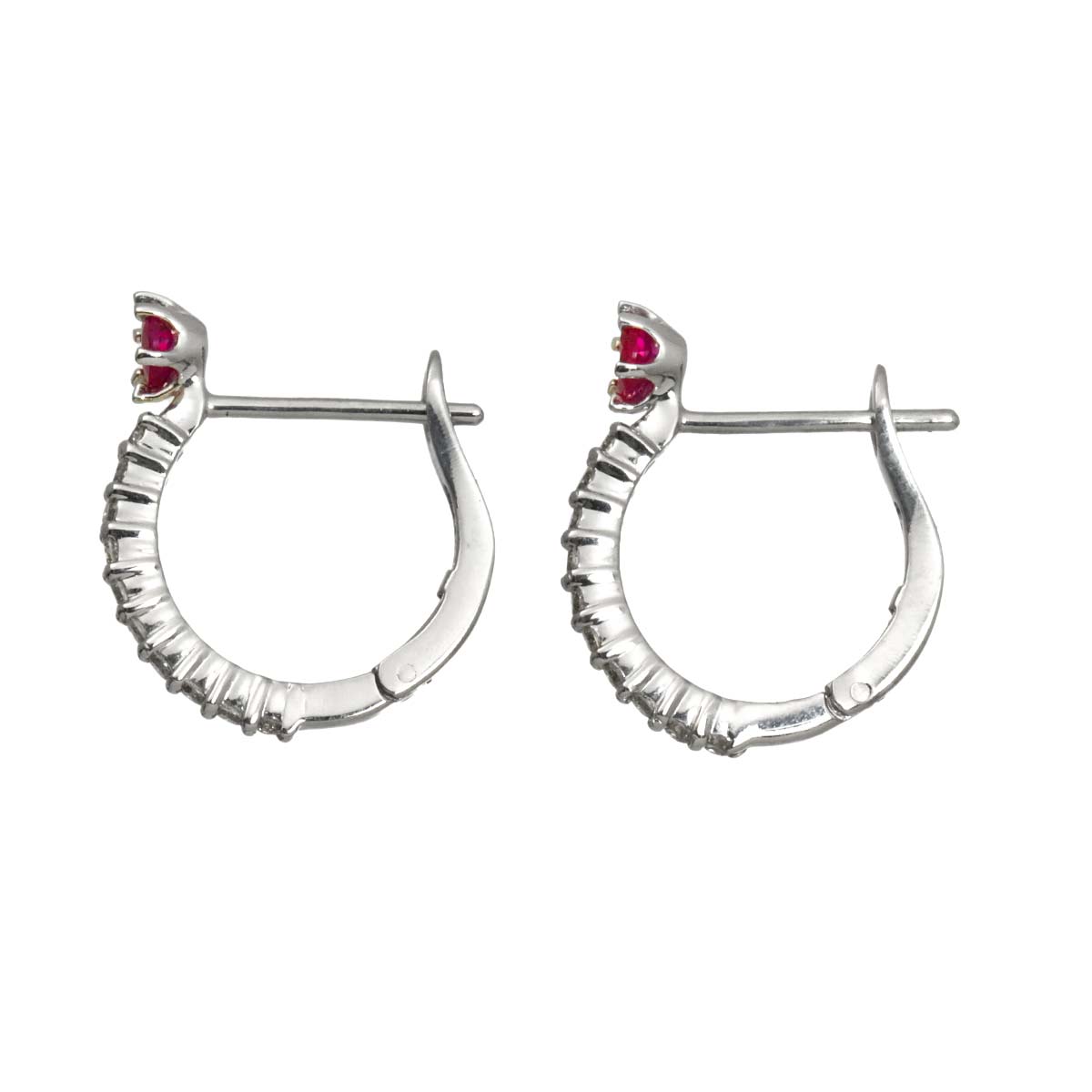 Ruby 0.13ct/0.13ct Diamond 0.08ct/0.08ct Earrings Pierced 18K WG