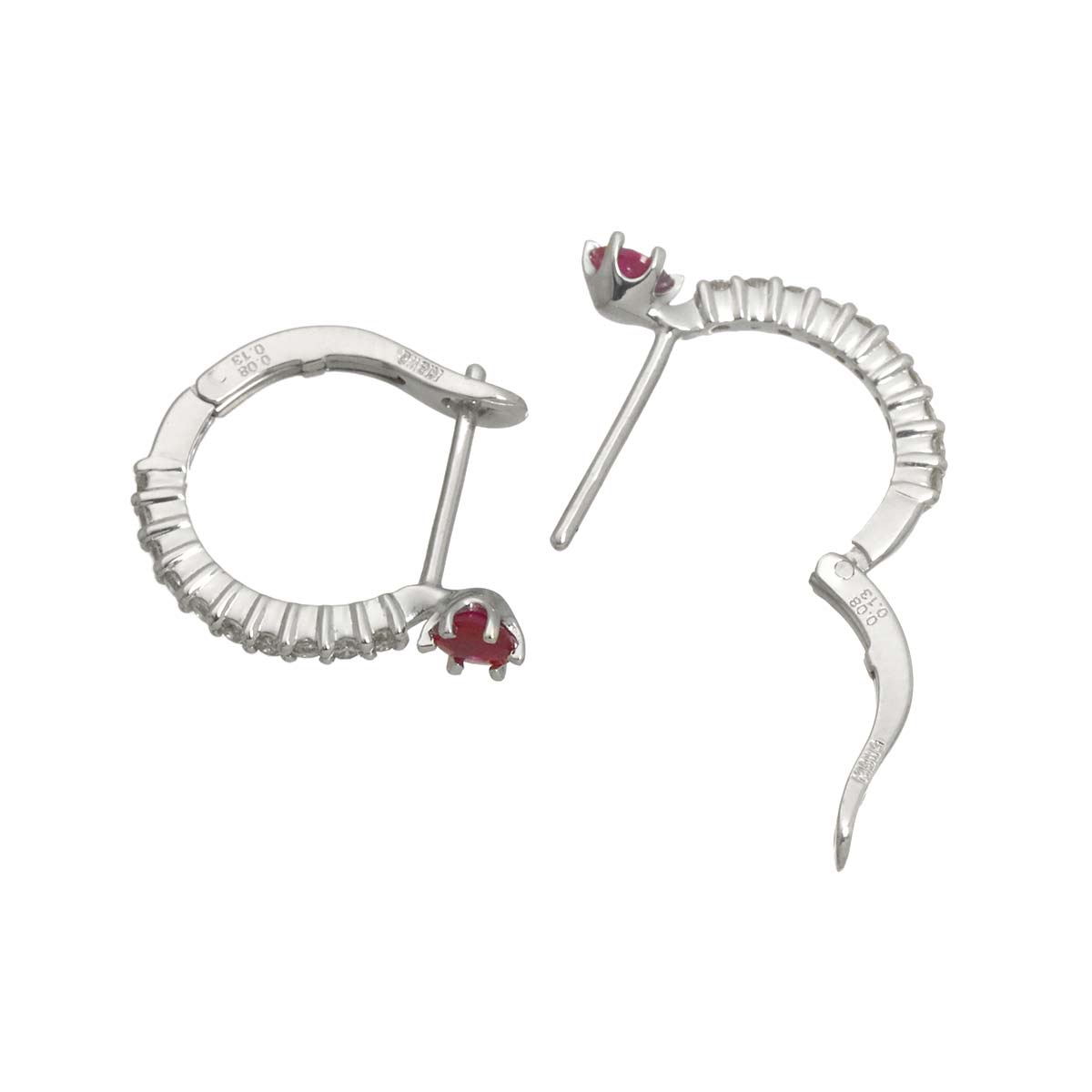 Ruby 0.13ct/0.13ct Diamond 0.08ct/0.08ct Earrings Pierced 18K WG