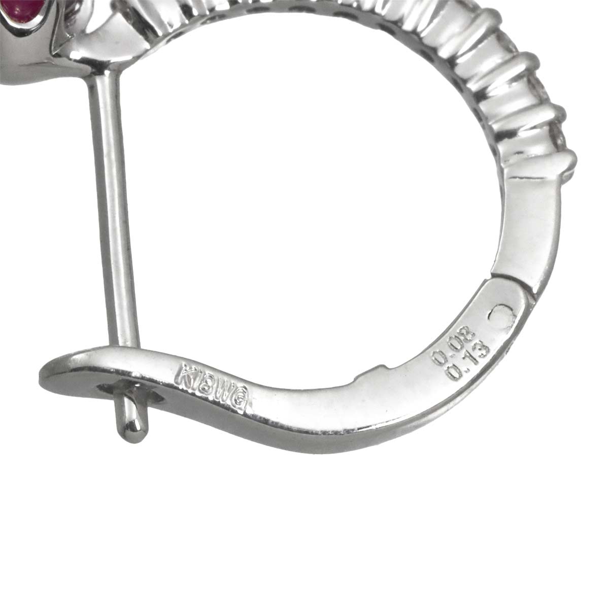 Ruby 0.13ct/0.13ct Diamond 0.08ct/0.08ct Earrings Pierced 18K WG