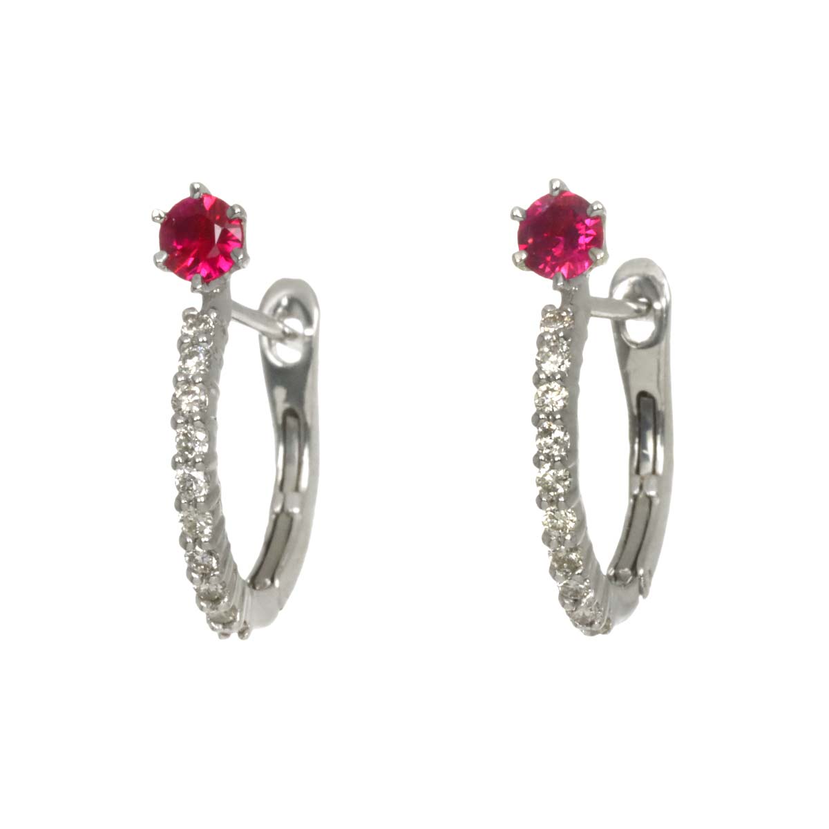 Ruby 0.13ct/0.13ct Diamond 0.08ct/0.08ct Earrings Pierced 18K WG
