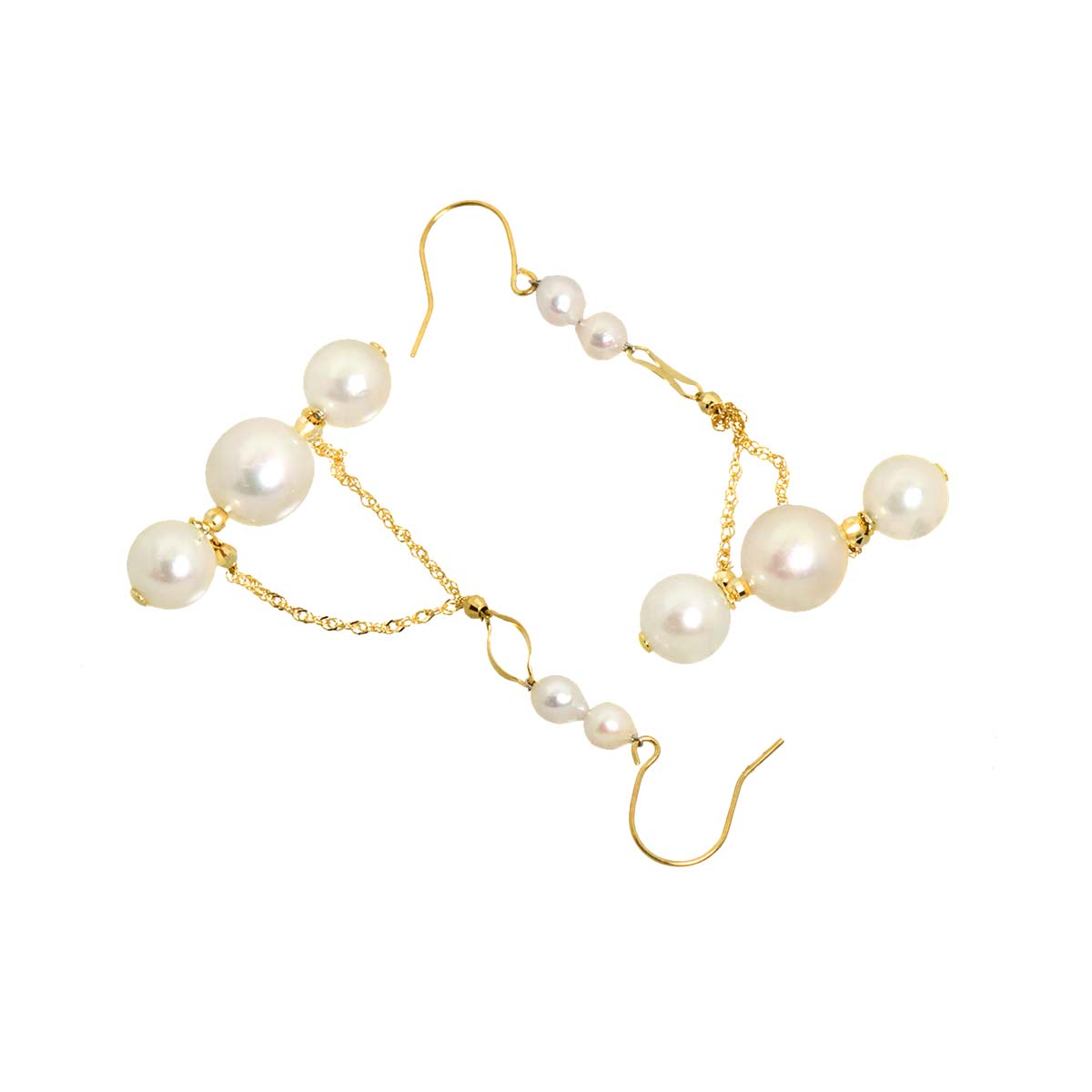 Akoya Pearl 3-6.9mm Earrings Pierced 18K YG 750
