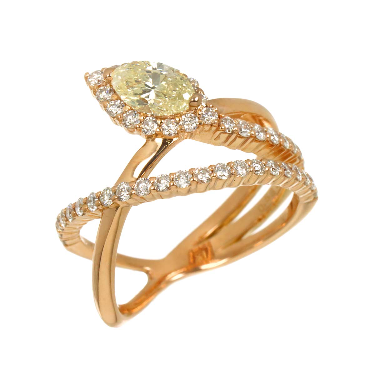 Diamond 0.64ct/0.586ct Ring 18K PG Pink Gold 750 Size5.25-5.5(US)