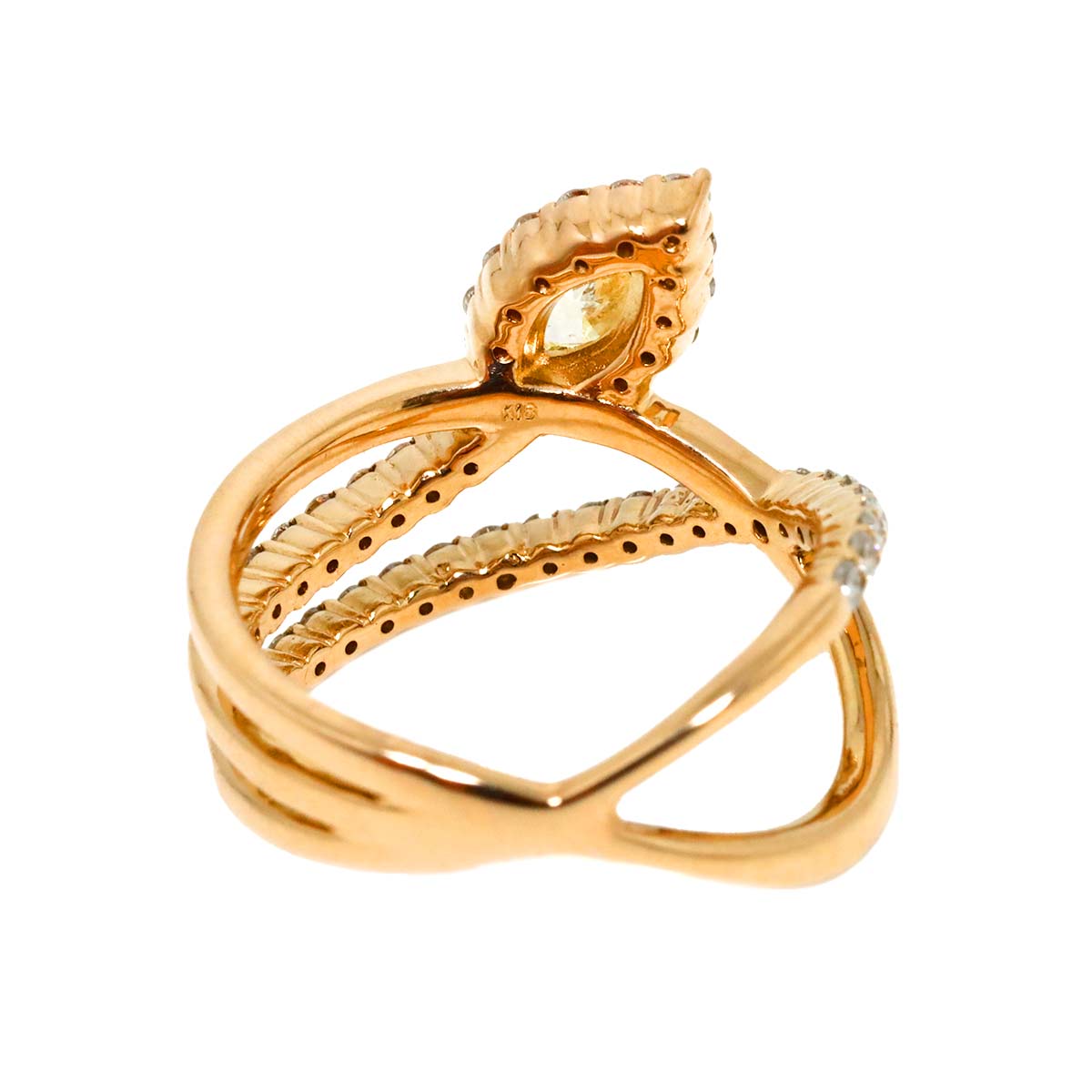 Diamond 0.64ct/0.586ct Ring 18K PG Pink Gold 750 Size5.25-5.5(US)