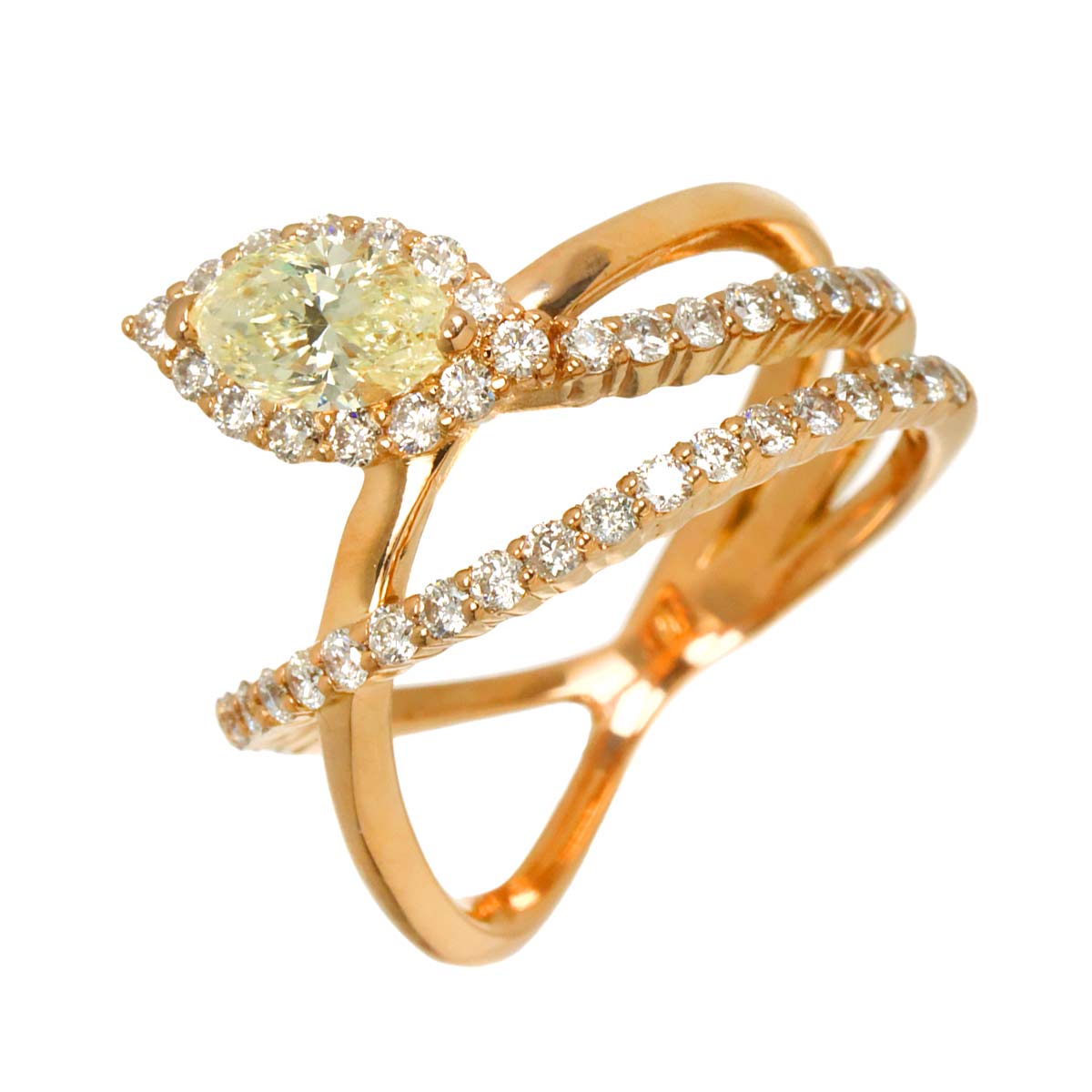 Diamond 0.64ct/0.586ct Ring 18K PG Pink Gold 750 Size5.25-5.5(US)