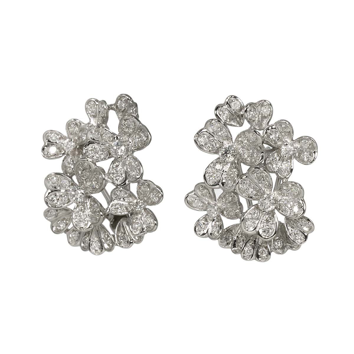 Diamond 0.87ct/0.87ct Earrings Pierced 18K K18 WG 750