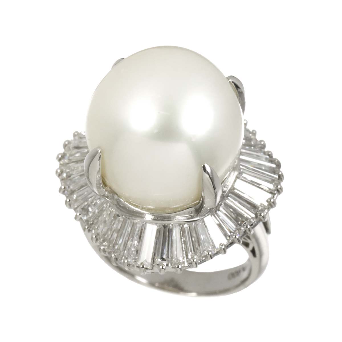 South Sea pearl 16.2mm Diamond 3.18ct Ring Pt Platinum size5.75-6(US)