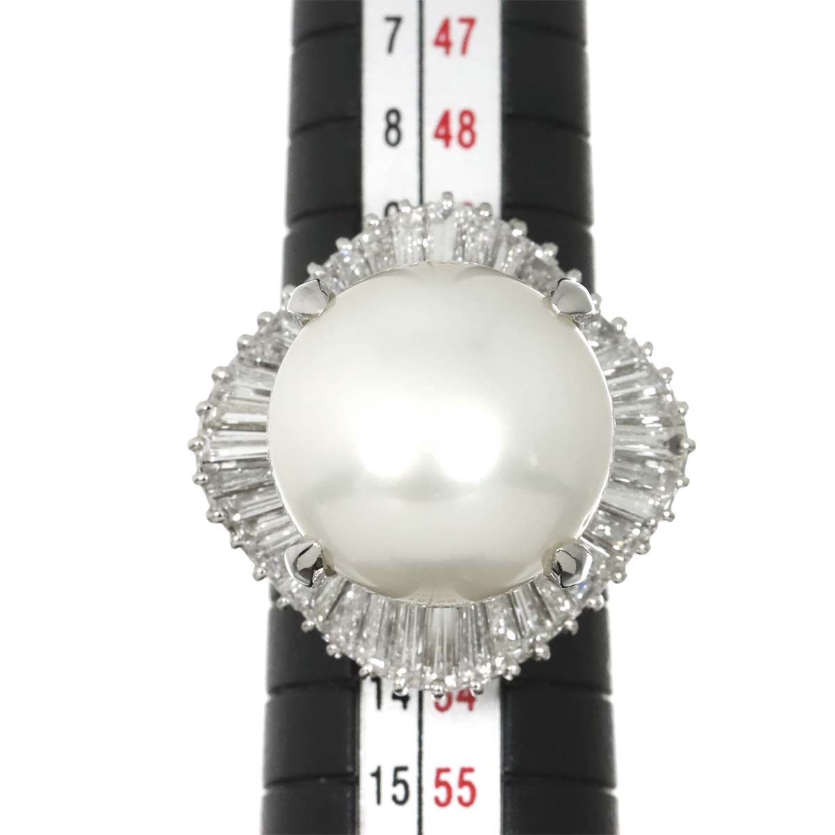 South Sea pearl 16.2mm Diamond 3.18ct Ring Pt Platinum size5.75-6(US)