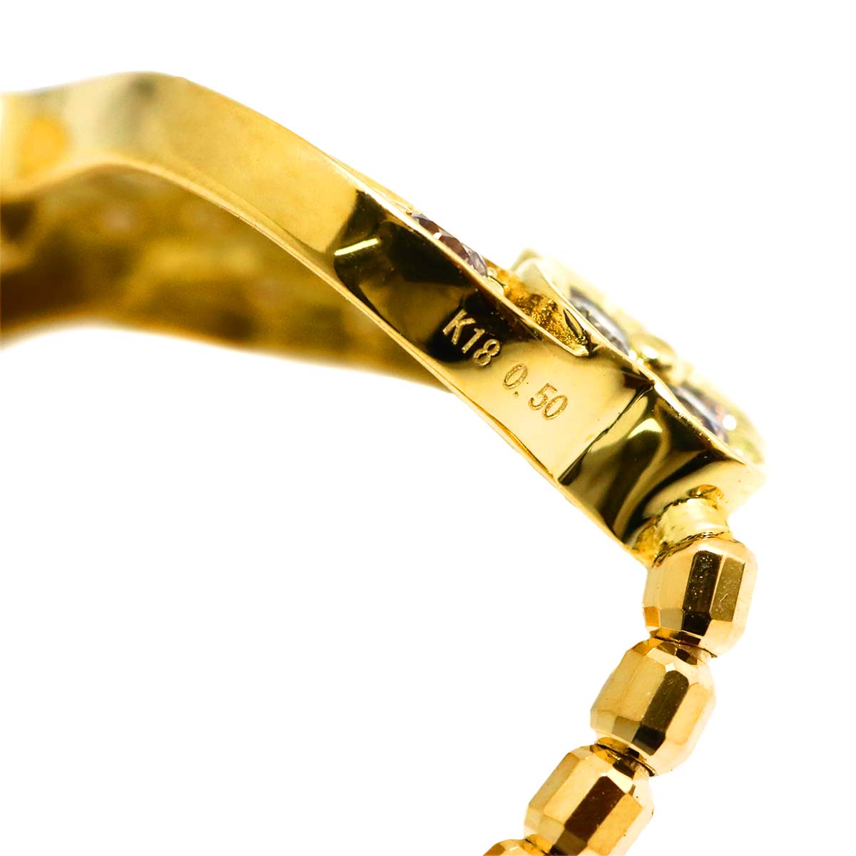 Diamond 0.50ct Ring 18K YG Yellow Gold 750 size4.75-5(US)