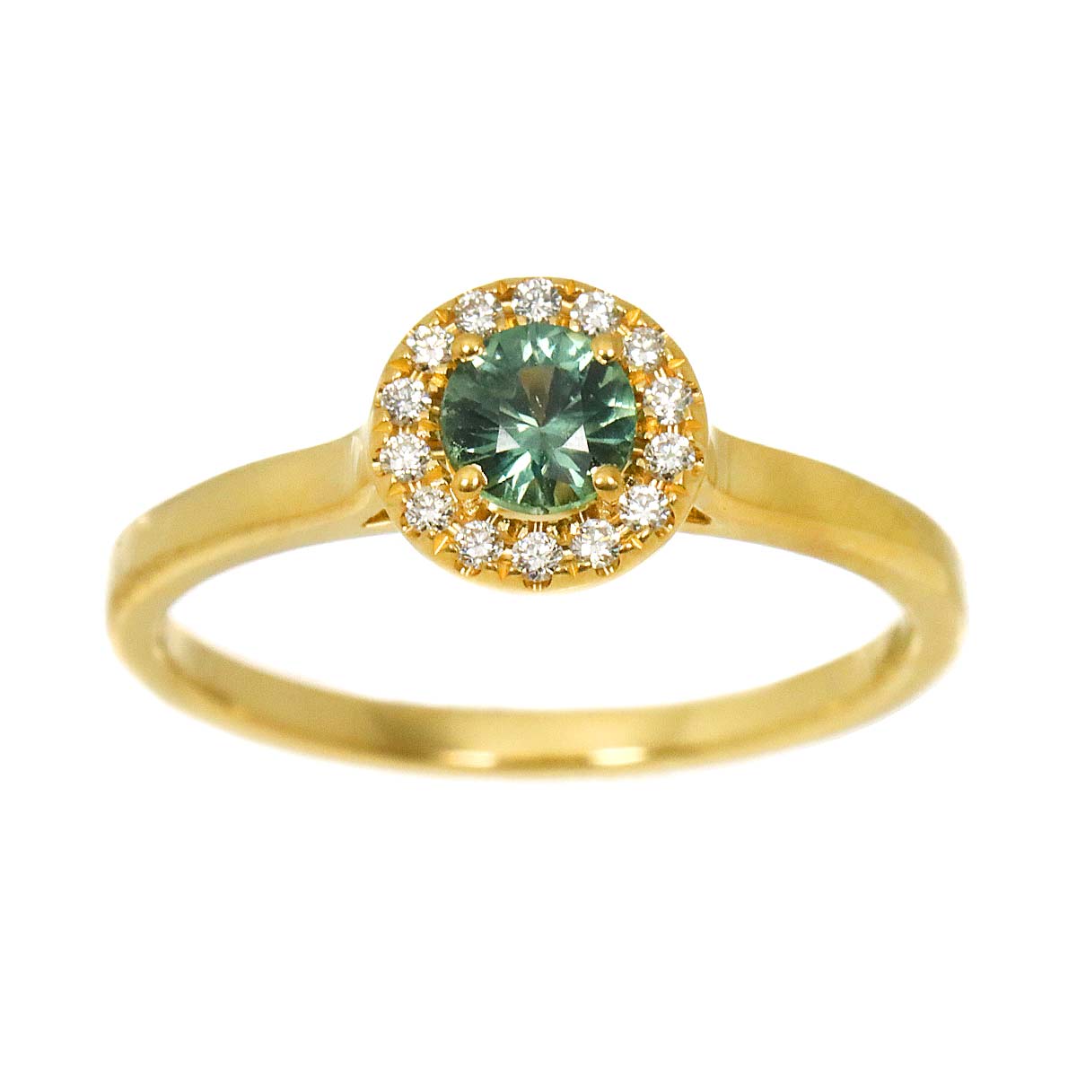 Sapphire Diamond Ring 18K YG 750 size4.5(US)