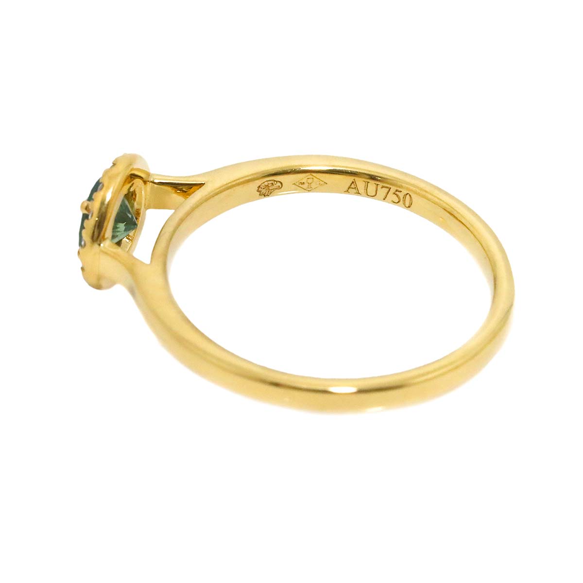 Sapphire Diamond Ring 18K YG 750 size4.5(US)