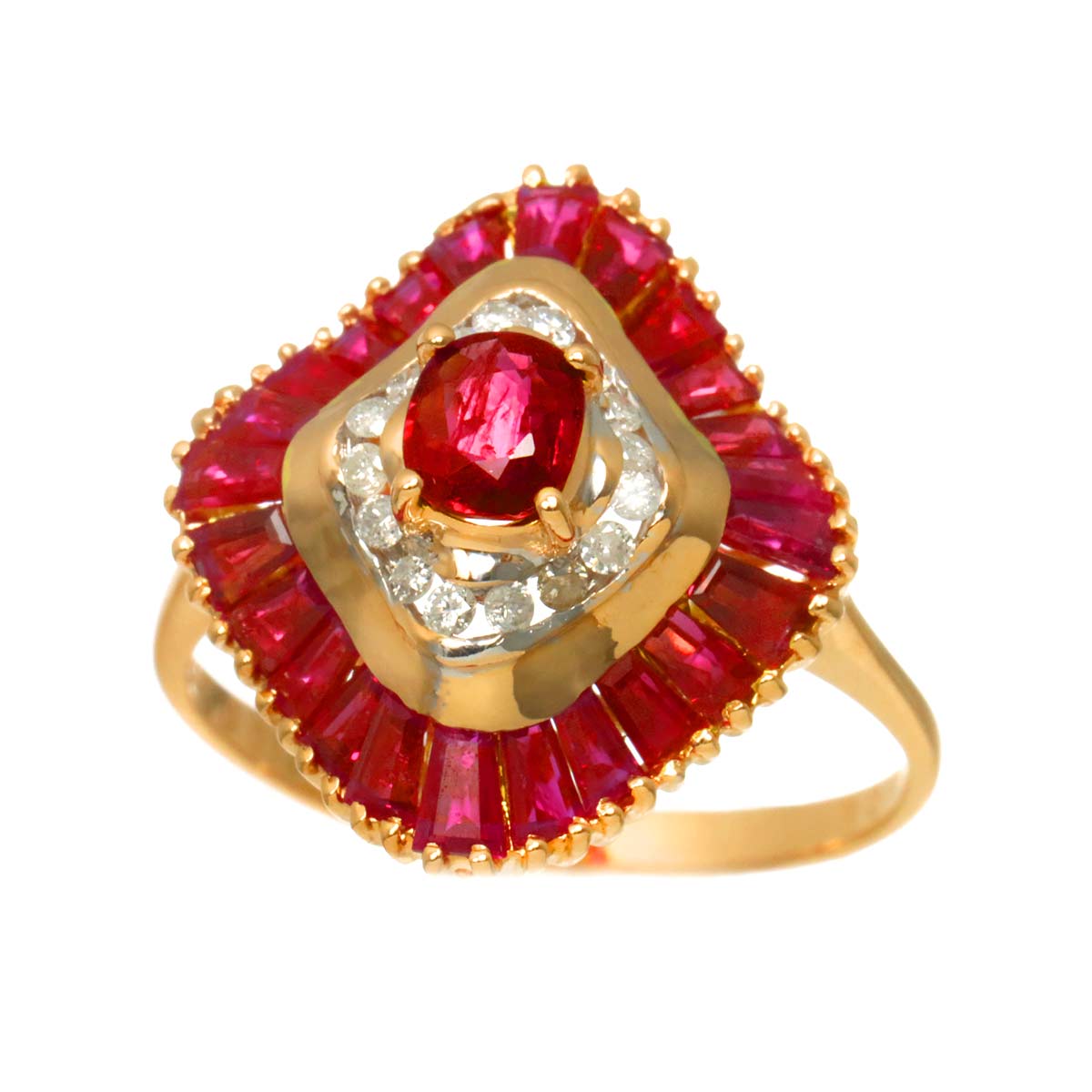 Ruby 2.10ct Diamond 0.12ct Ring 18K PG Pink Gold 750 Size4.5(US)