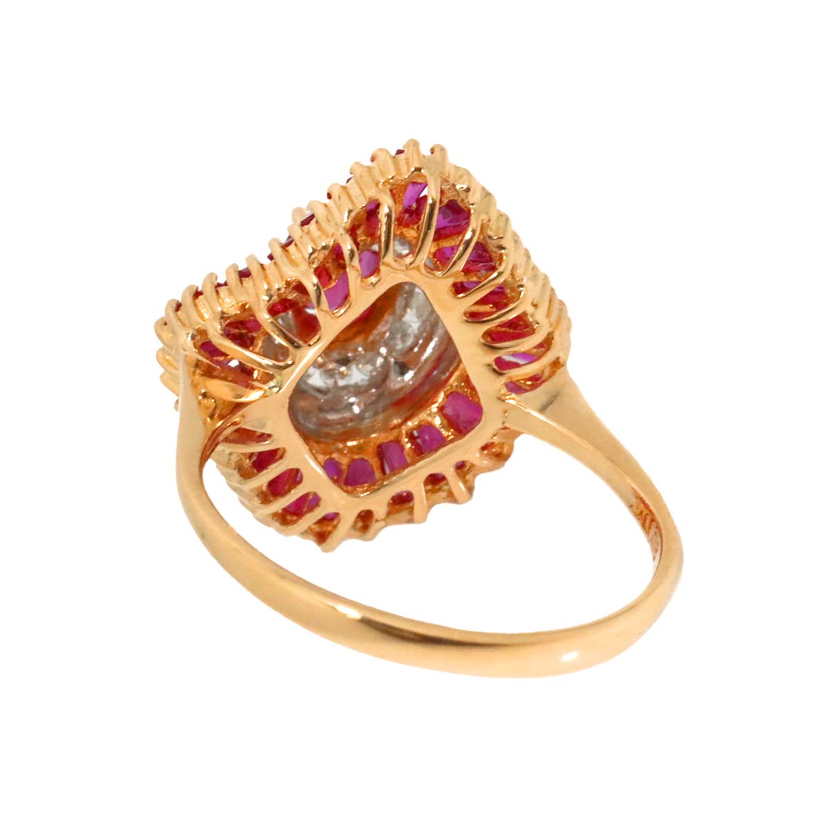 Ruby 2.10ct Diamond 0.12ct Ring 18K PG Pink Gold 750 Size4.5(US)
