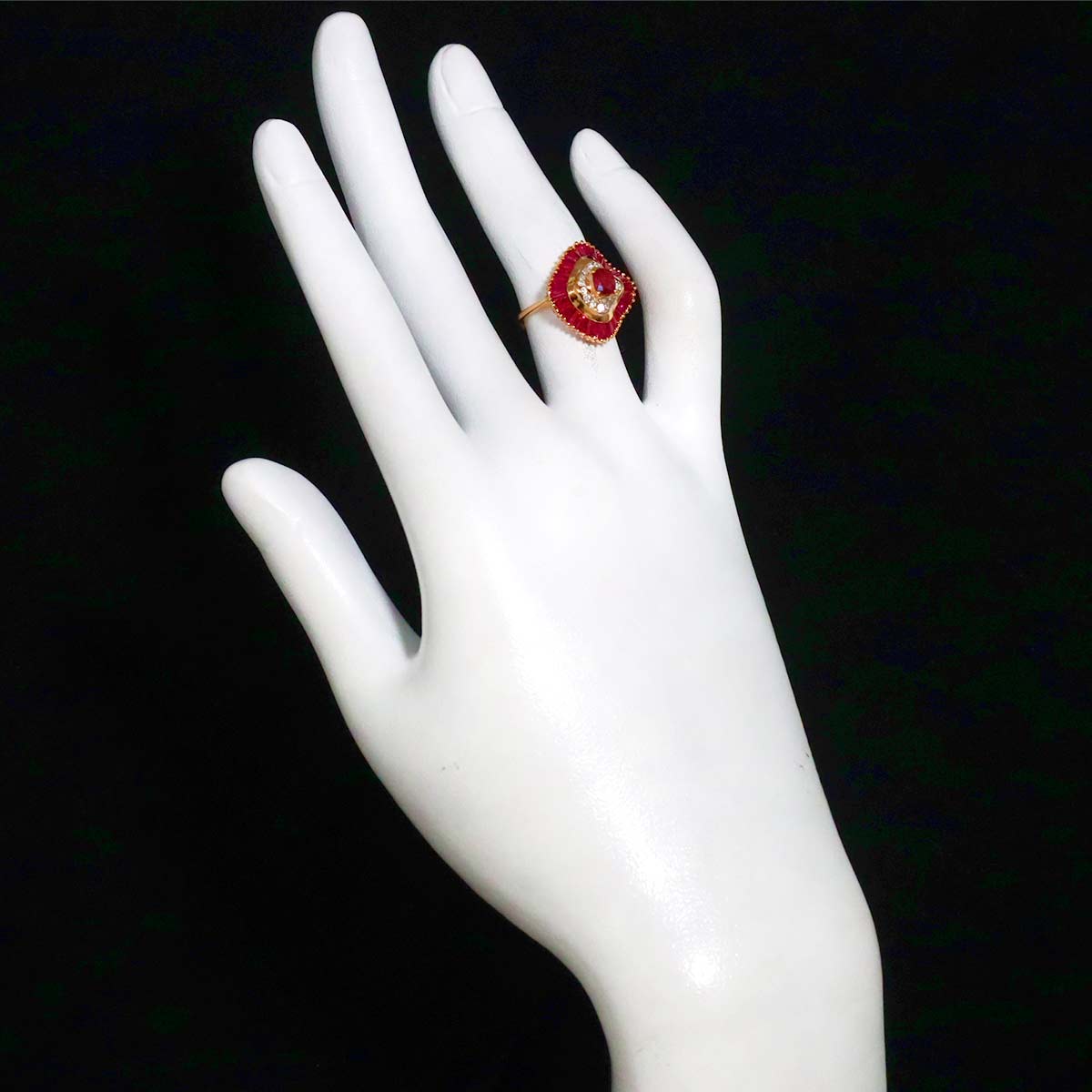 Ruby 2.10ct Diamond 0.12ct Ring 18K PG Pink Gold 750 Size4.5(US)