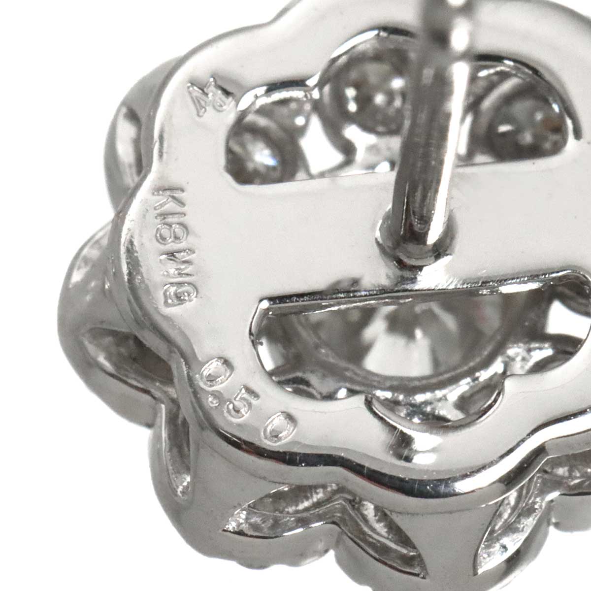 Diamond 0.50ct/0.50ct Earrings Pierced 18K WG 750